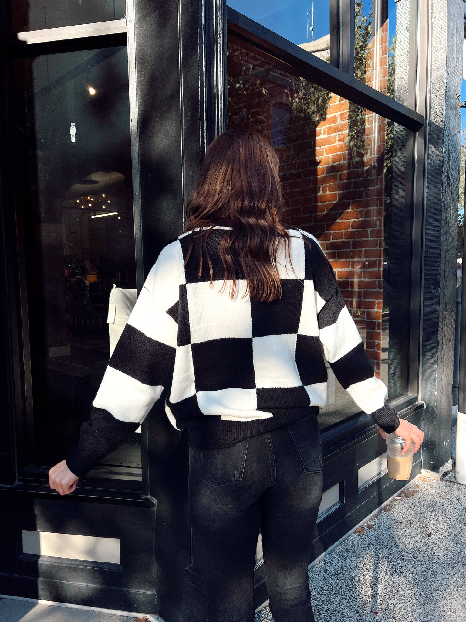 Knox Black Checkered Sweater