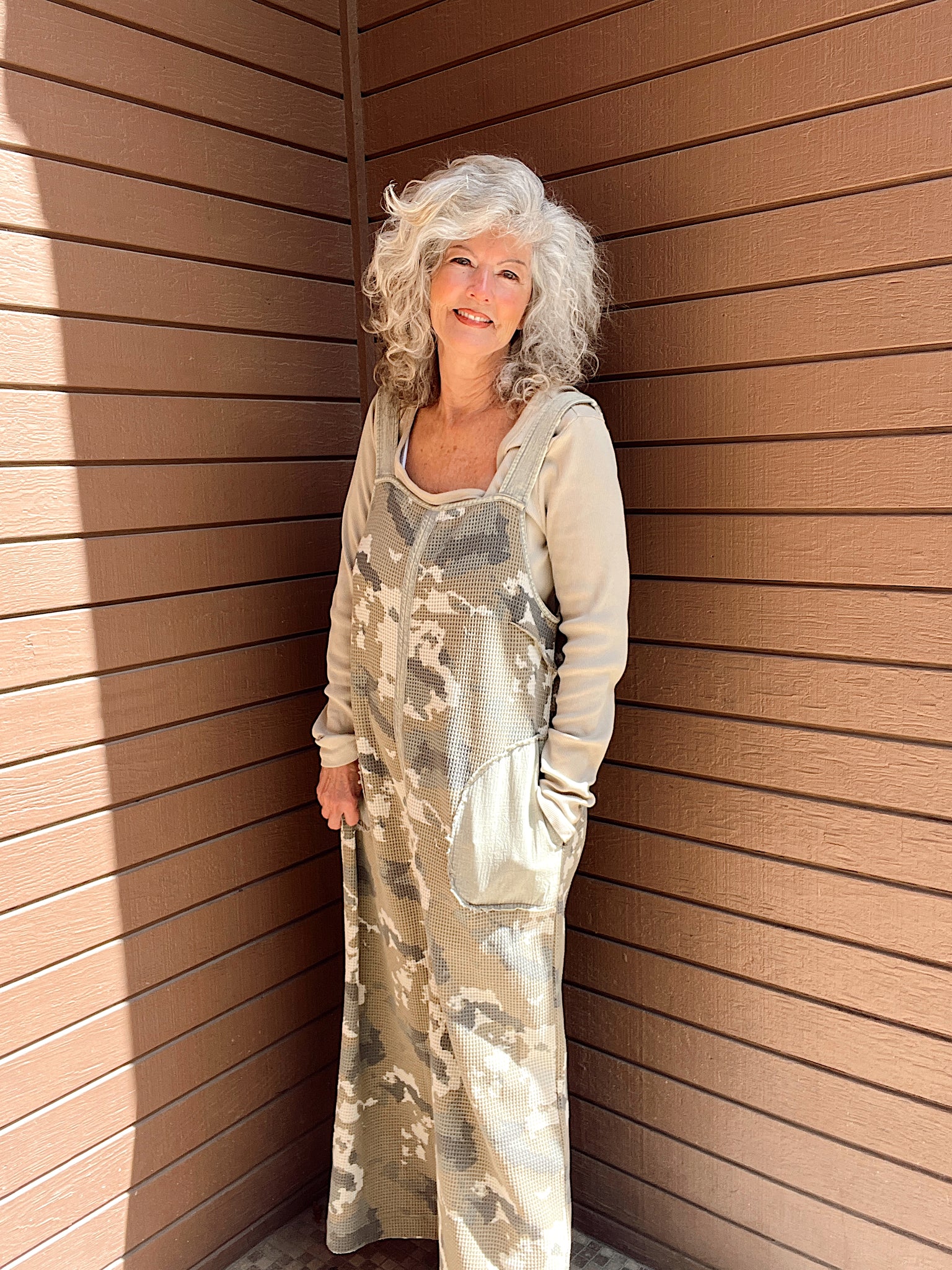 Camoflauge Waffle Knit Jumpsuit