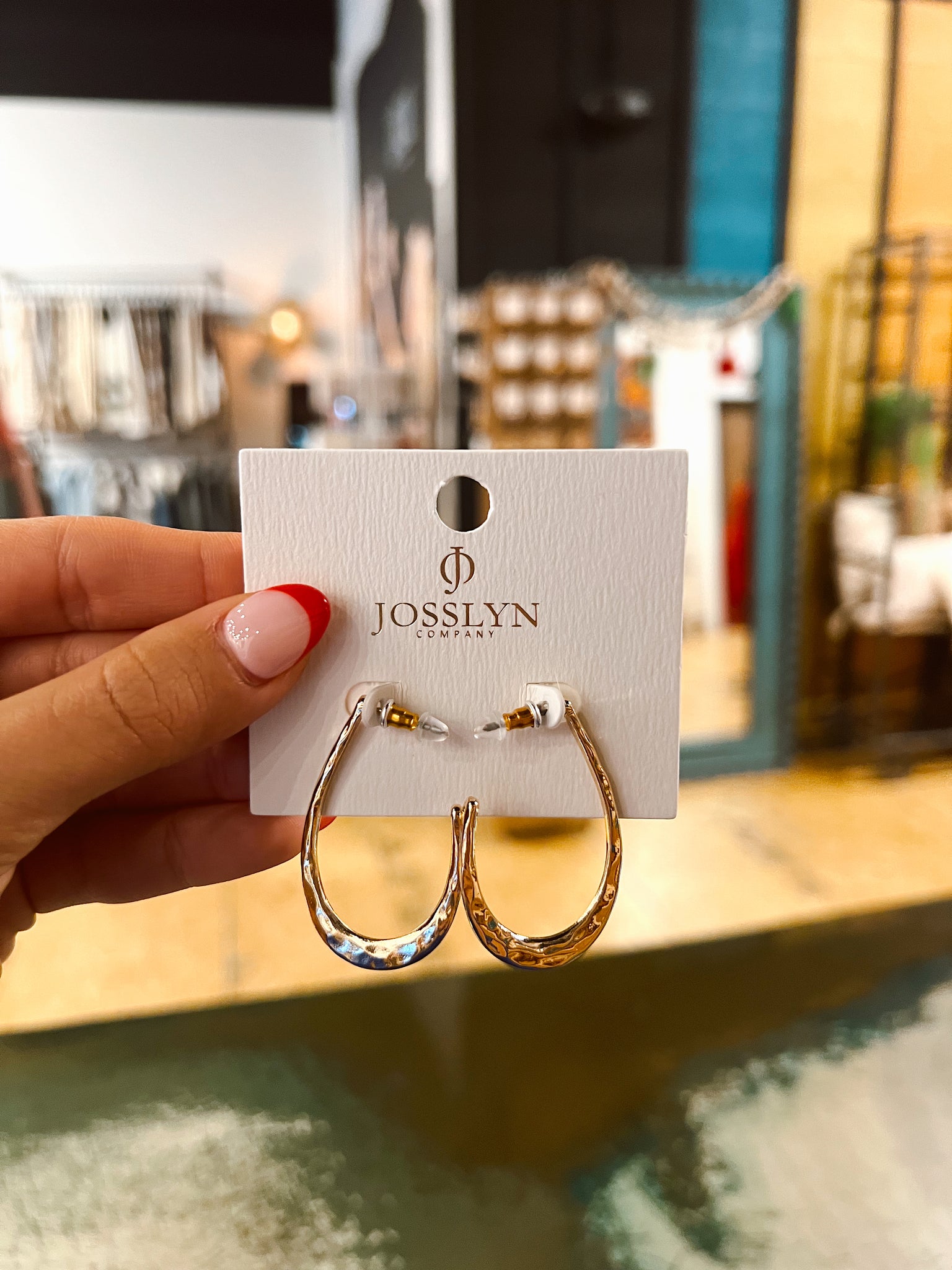 Gold Hammered U Shape Earrings