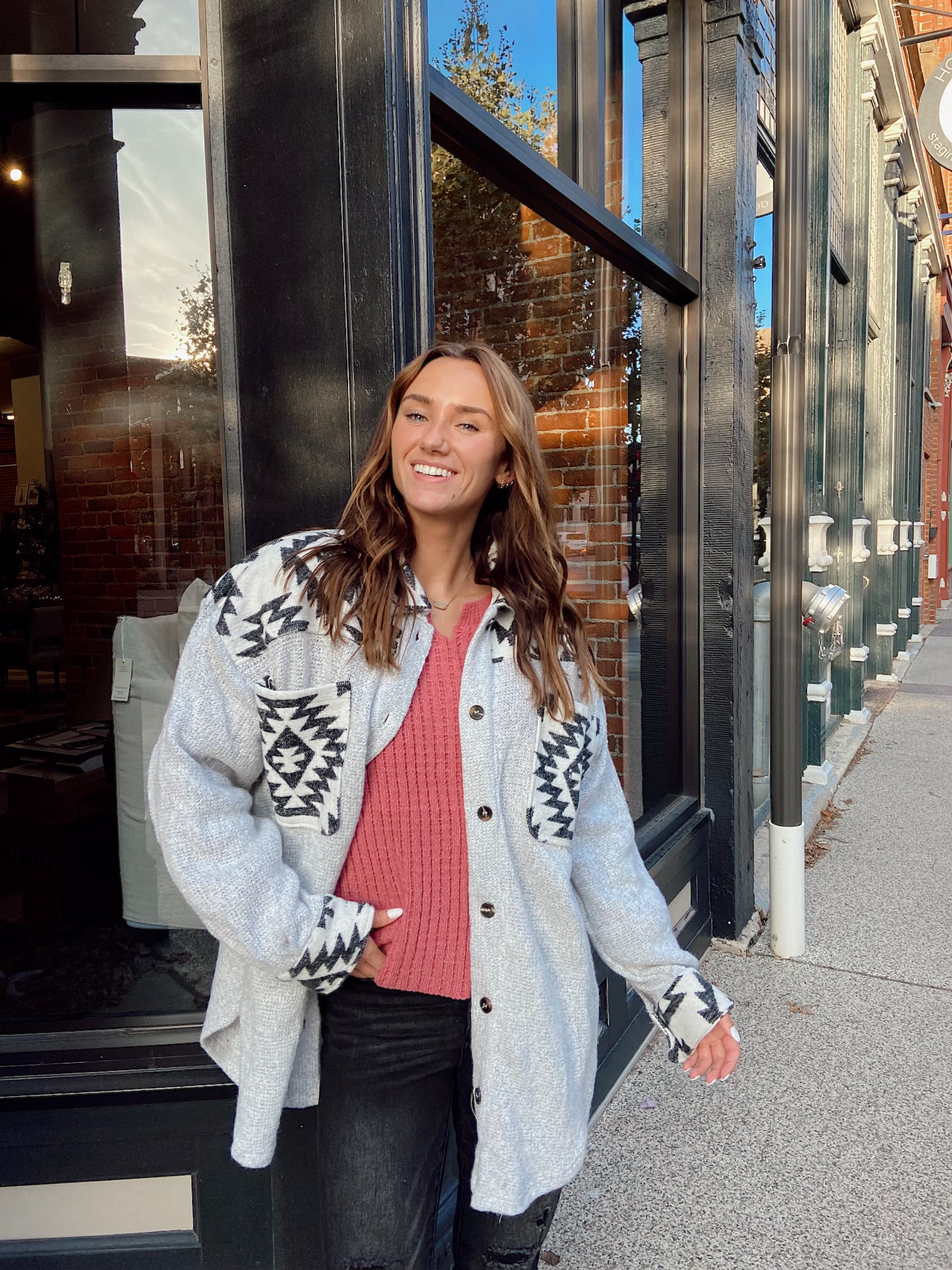 Soul Searcher Grey Aztec Shacket