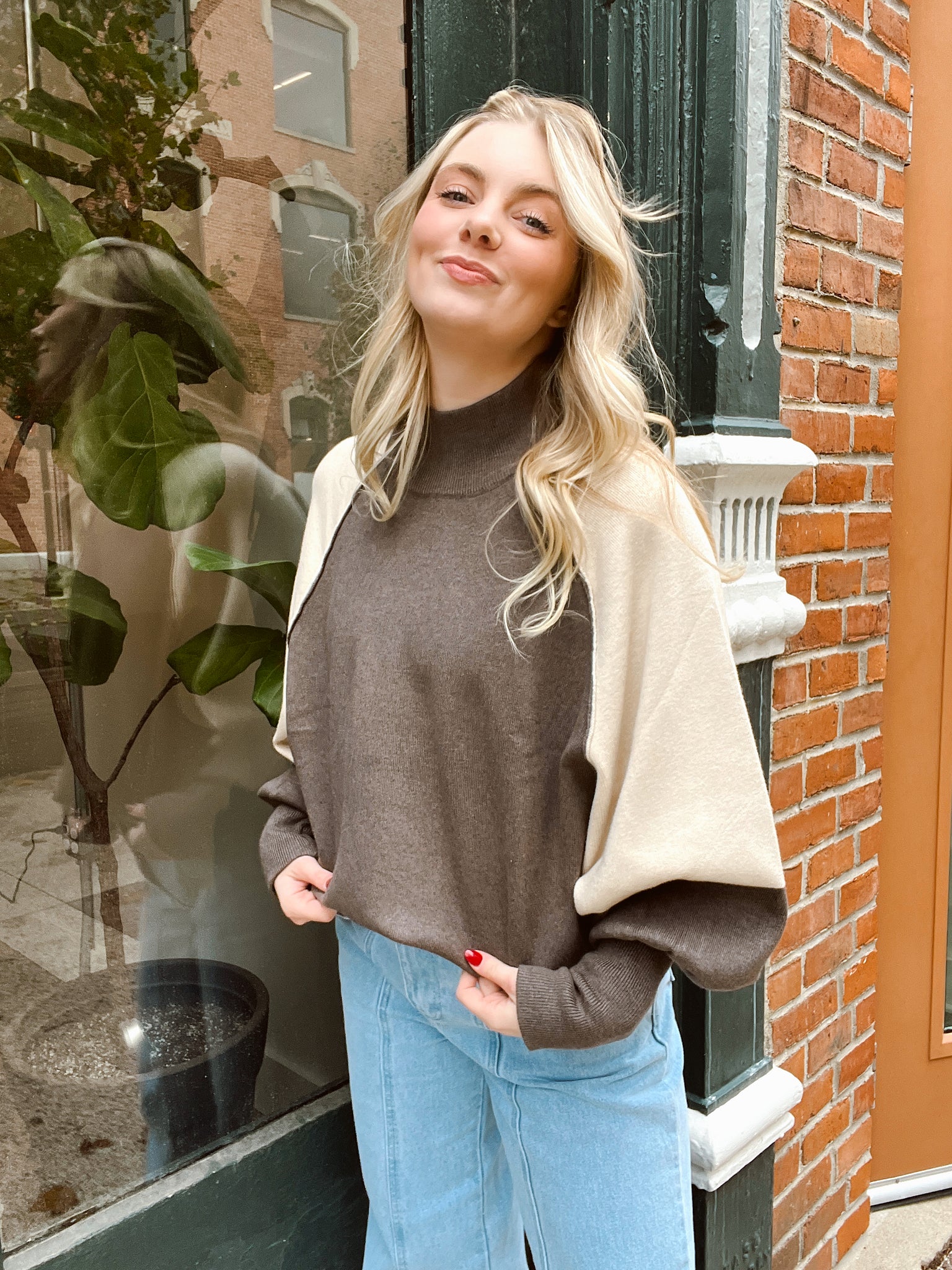 Harvest Hug Brown Raglan Sweater