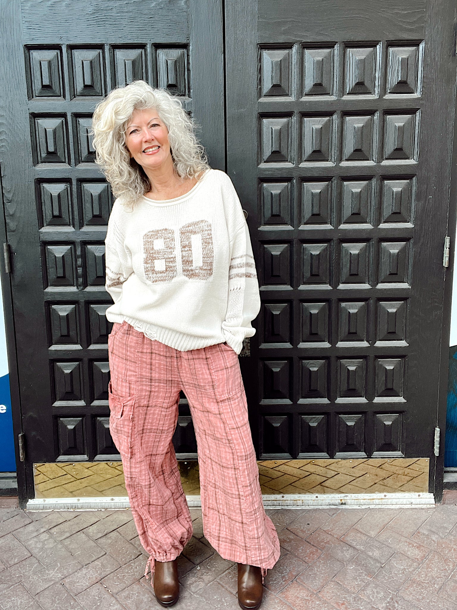 Gracie Mauve Plaid Joggers