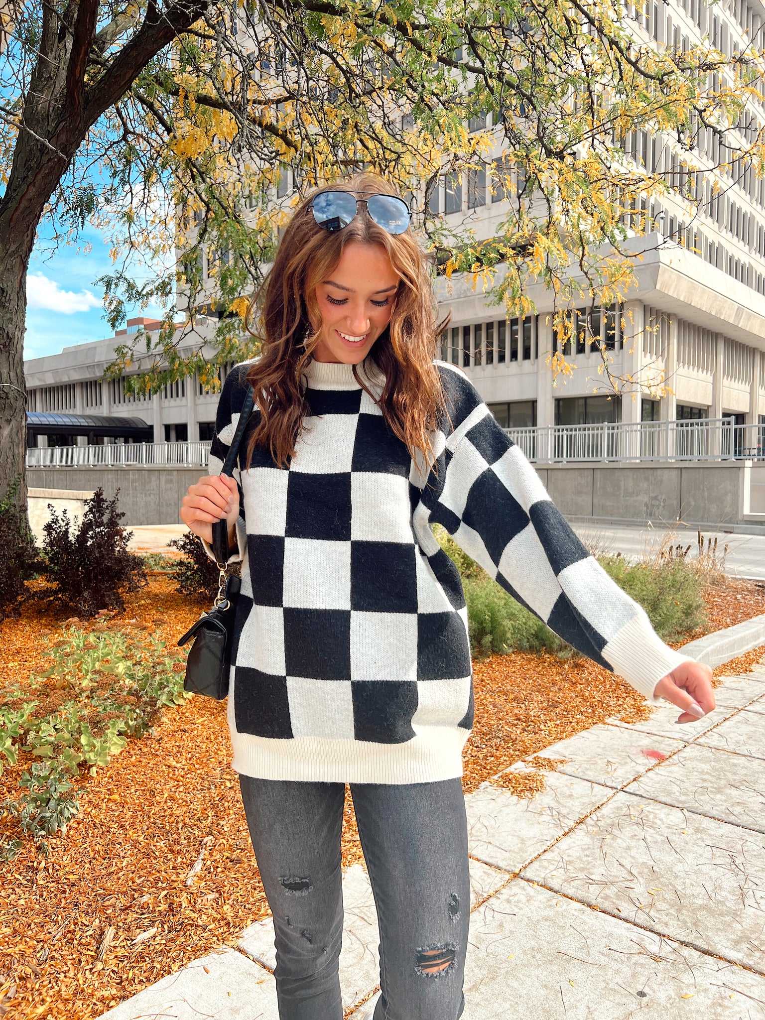 Full Throttle Black Checkered Sweater