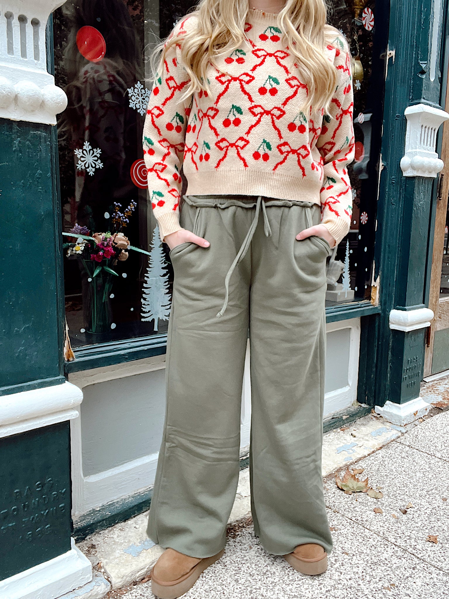 Call Me By Your Name Wide Leg Sweats Light Olive