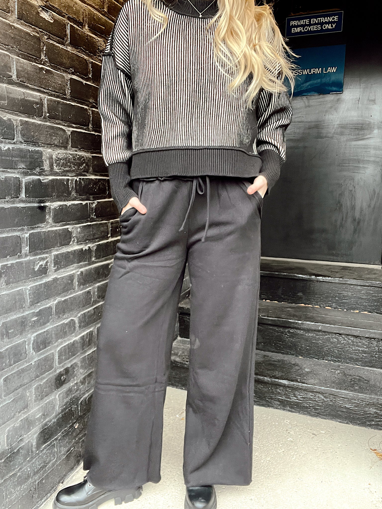 Call Me By Your Name Wide Leg Sweats Black