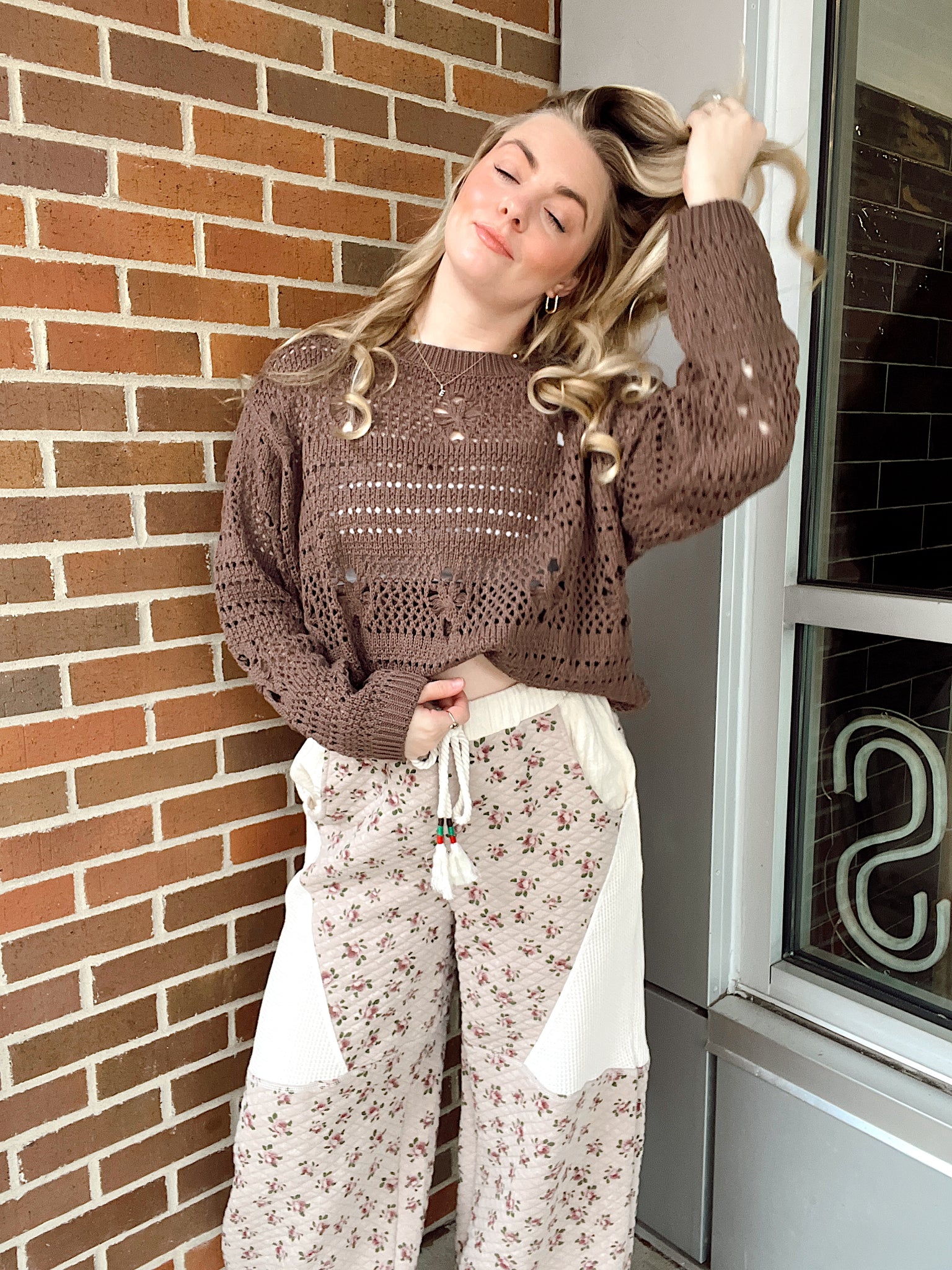 Madison Open Weave Mocha Sweater