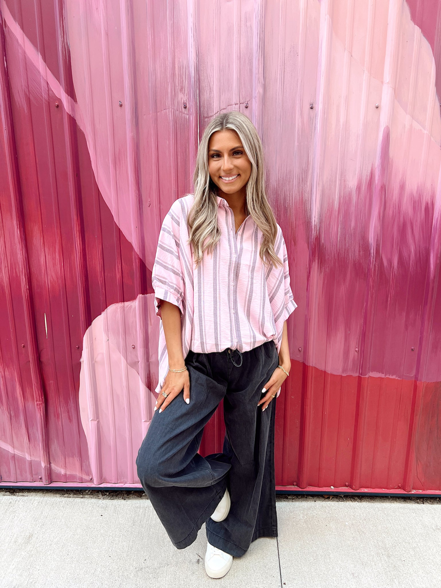 Sunset Stroll Pink Button Up