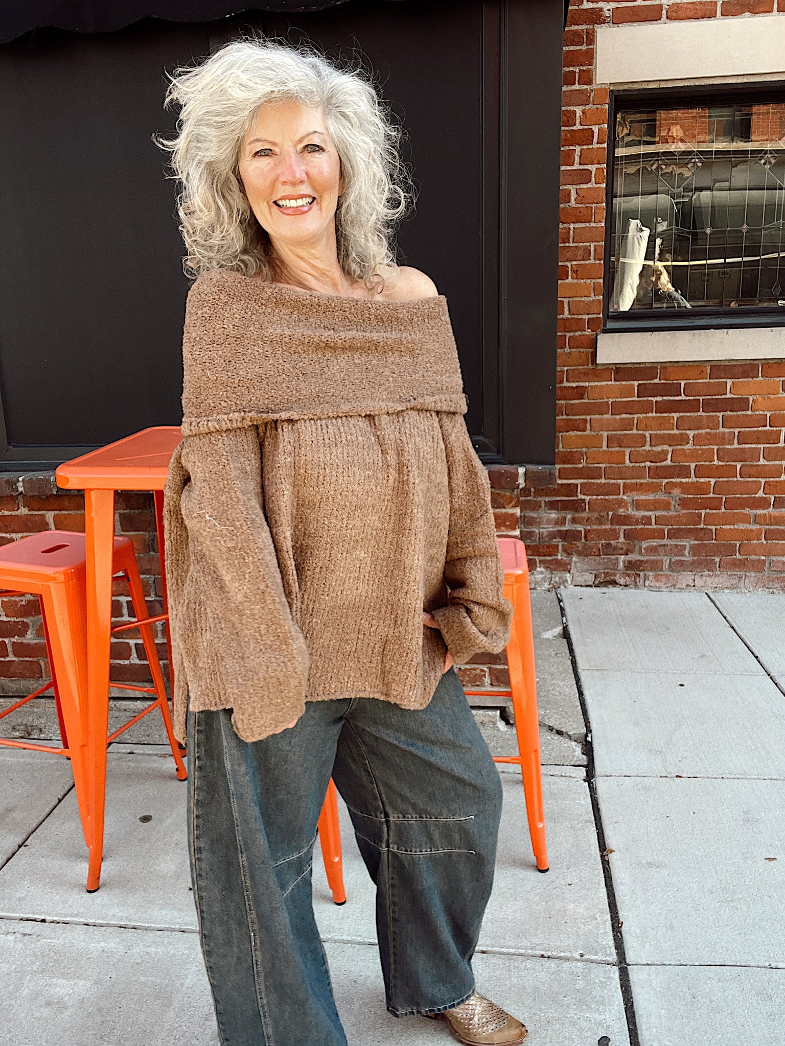 Canyon Moon Slouchy Cowl-Neck Sweater