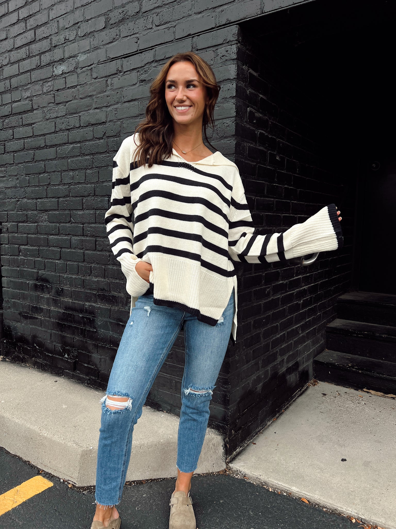 Rumor Has It Cream Striped Sweater
