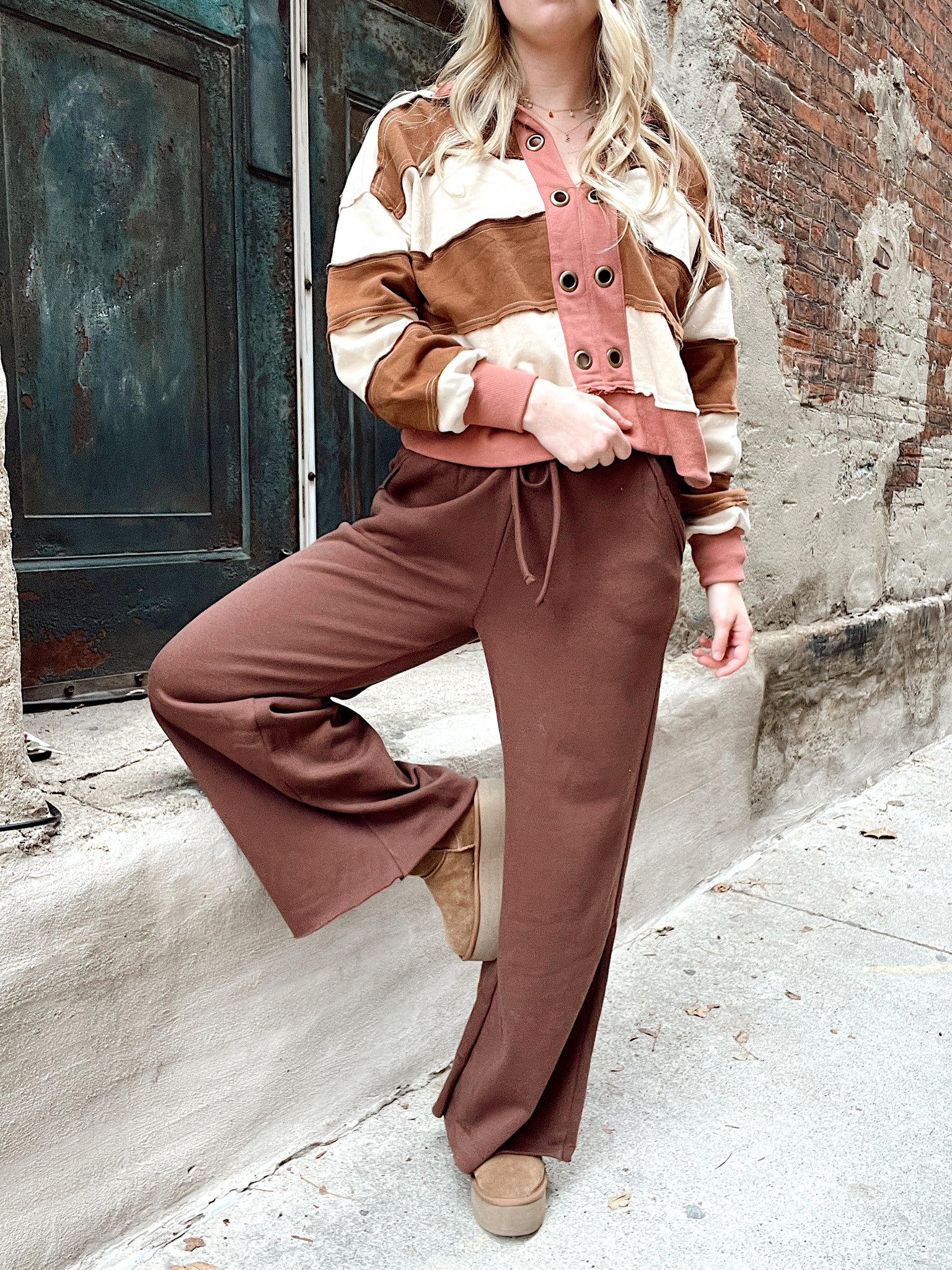 Call Me By Your Name Wide Leg Sweats Brown