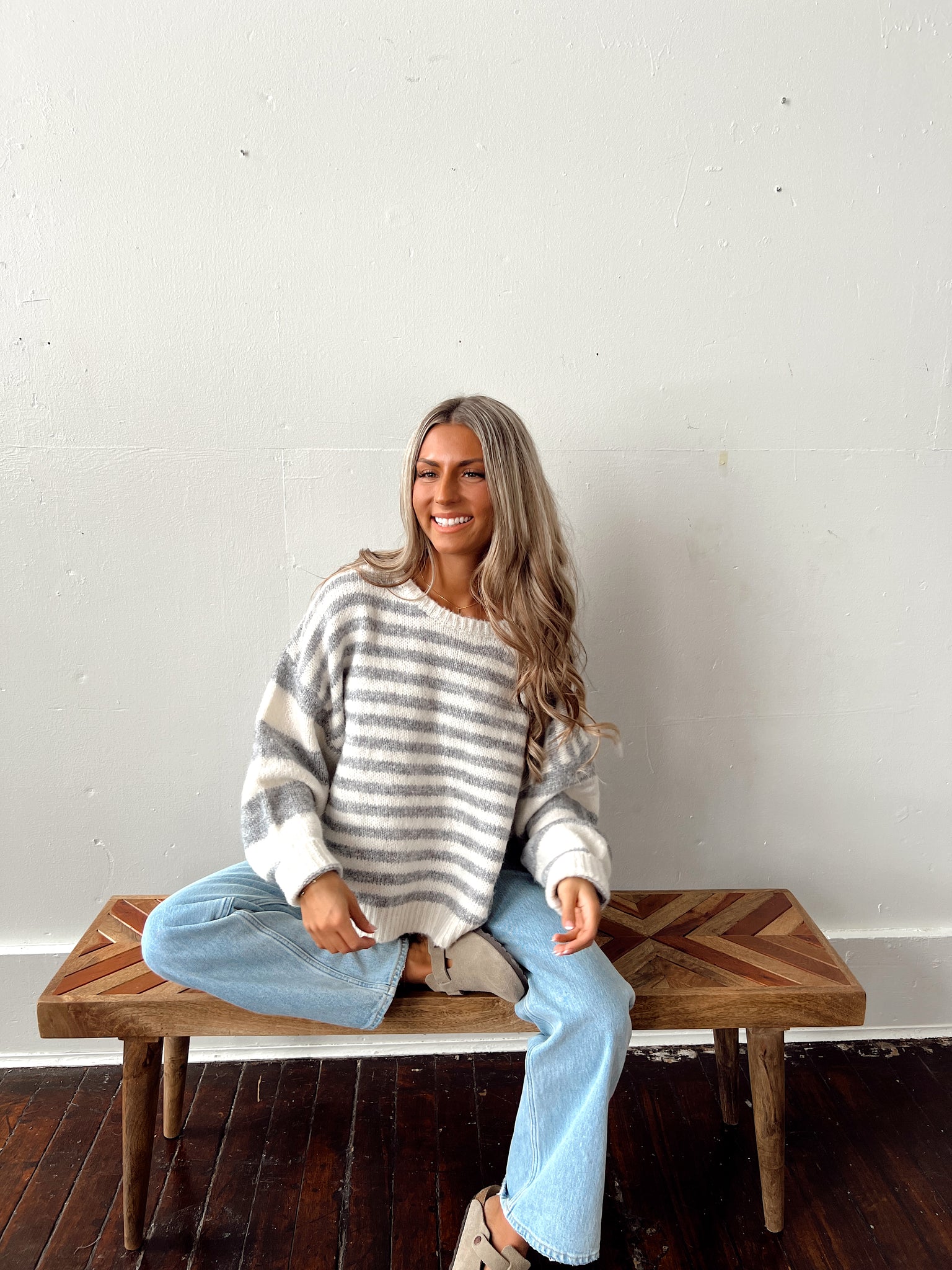 Story Of Us Slate Striped Sweater