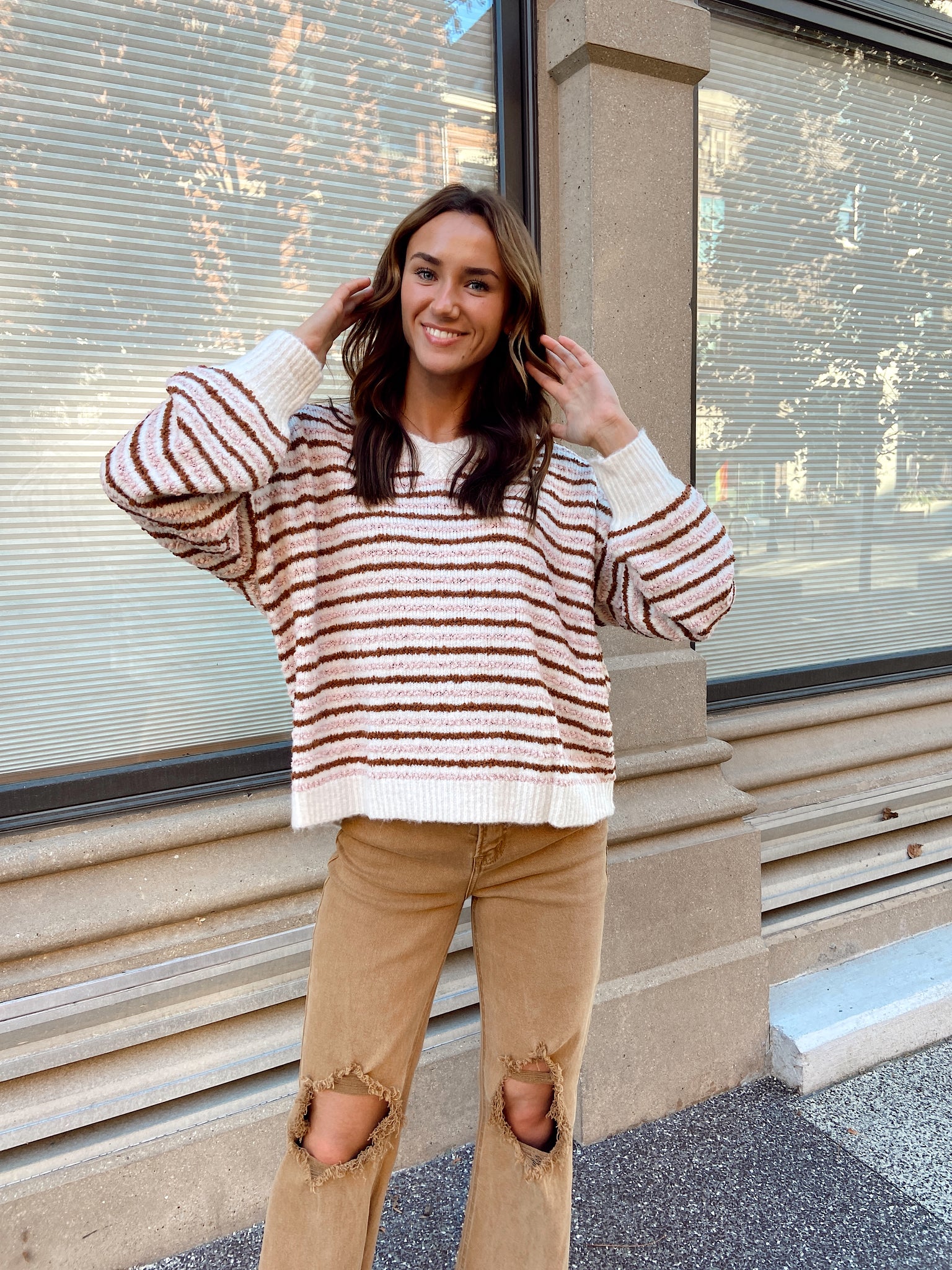 Isn't She Lovely Natural Striped Sweater