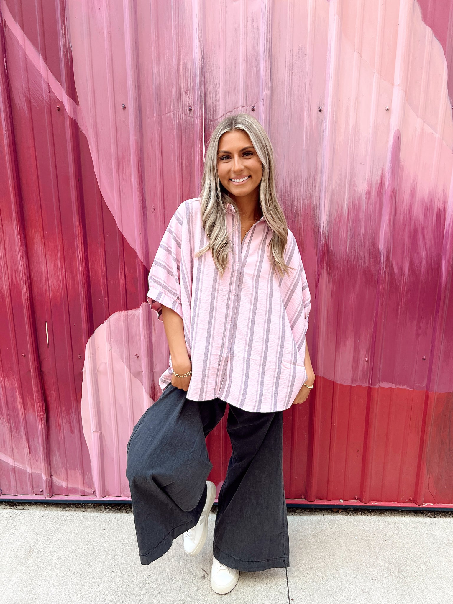 Sunset Stroll Pink Button Up