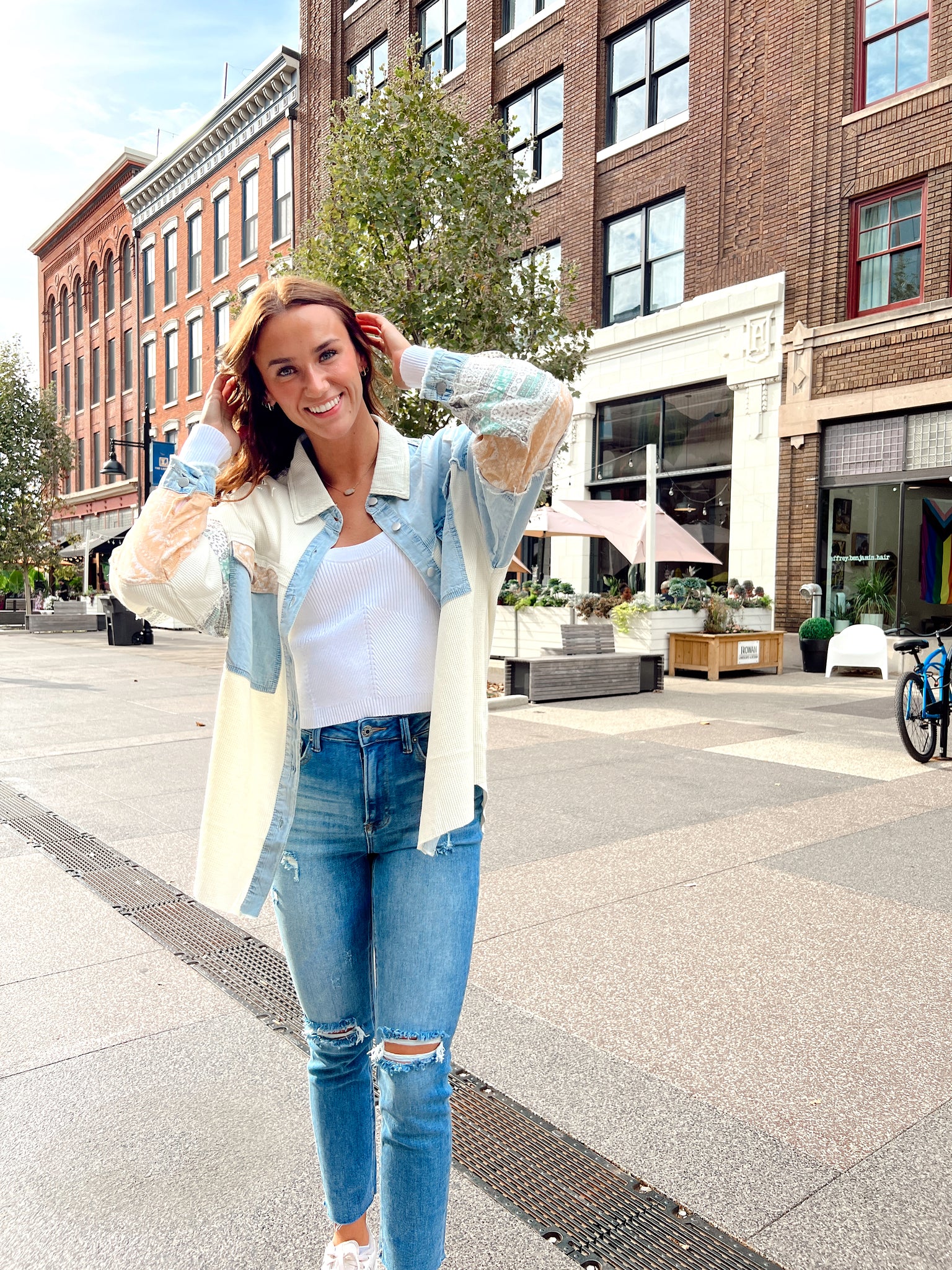 Somethin Bout You Ivory Patchwork Shacket