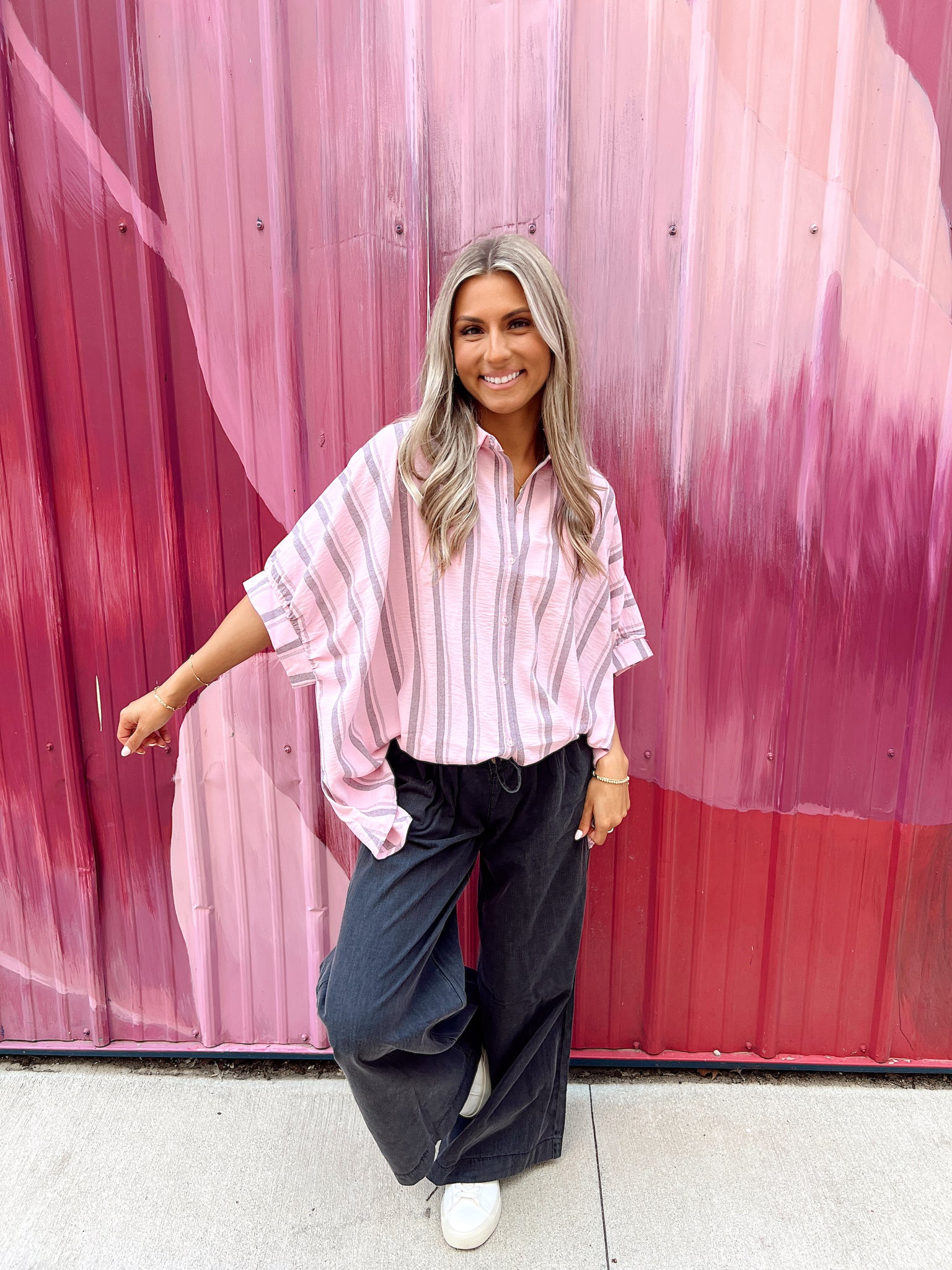 Sunset Stroll Pink Button Up