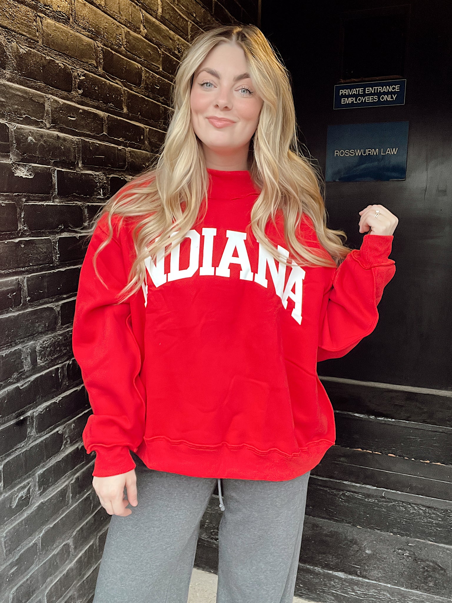 Indiana Mock Neck Crimson Red Sweatshirt