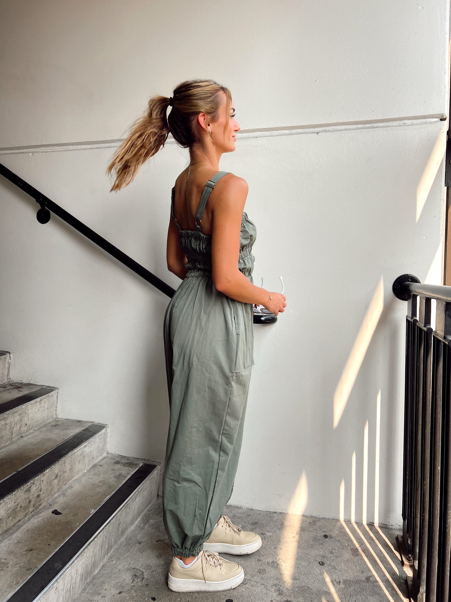 Johnnie Olive Cargo Jumpsuit