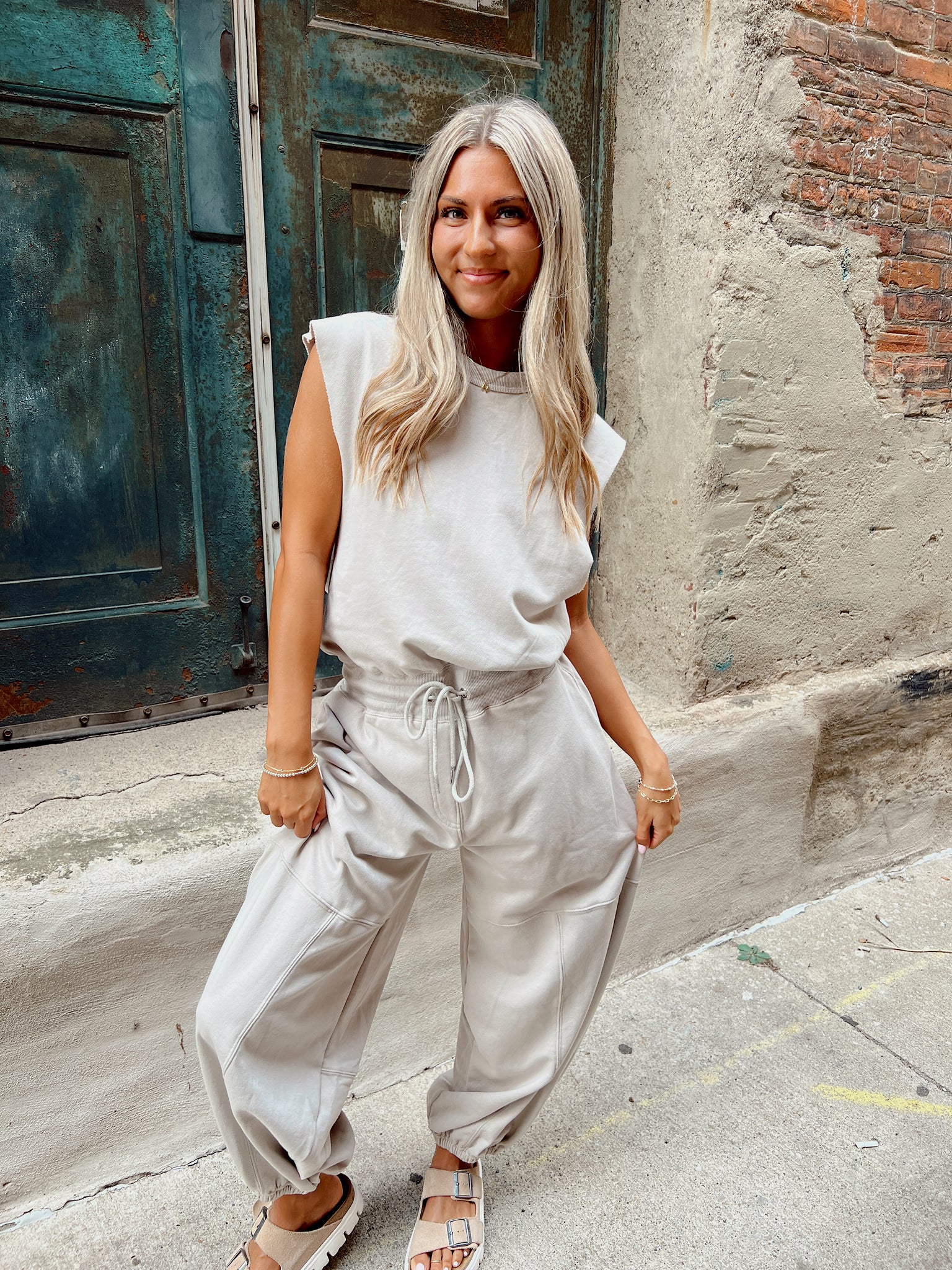 FINAL SALE- Sunday Morning Bone Jumpsuit