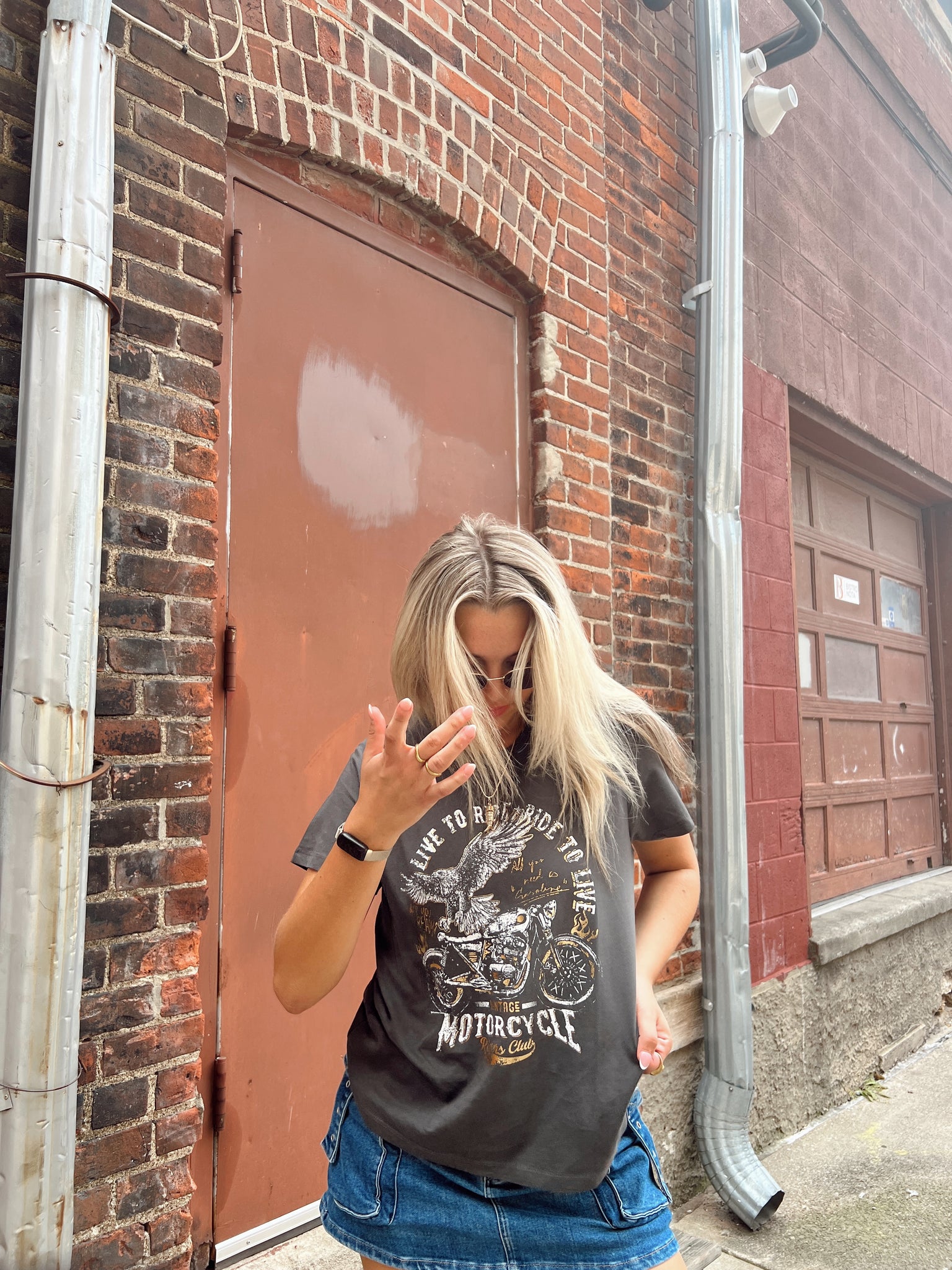 Vintage Motorcycle Black Cropped tee