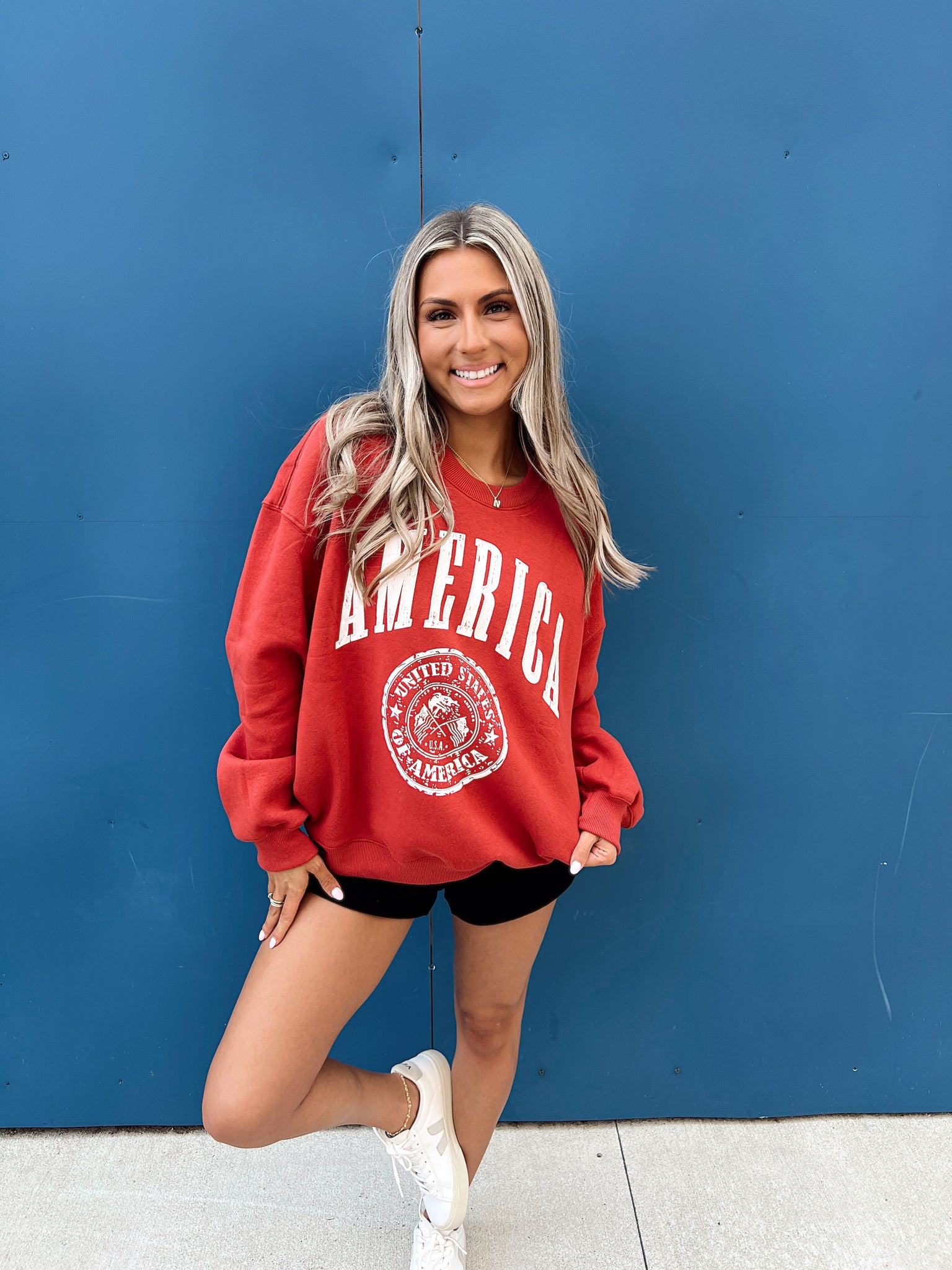 All American Classic Red Crewneck
