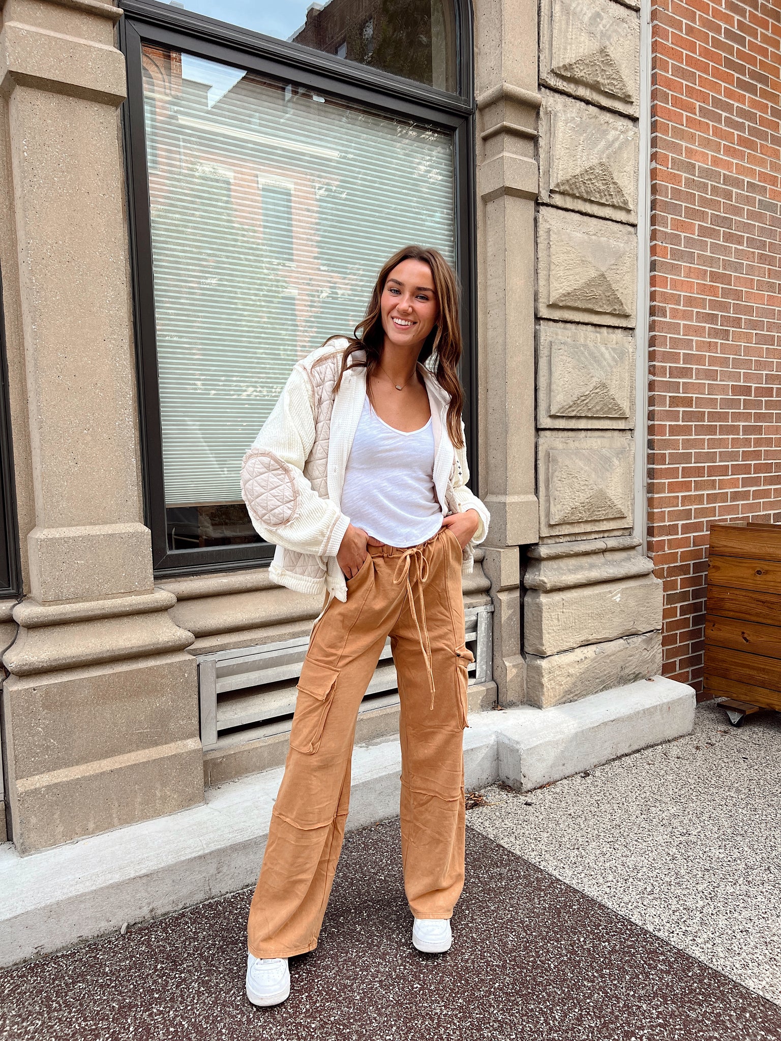 Live Simply Camel Cargo Sweatpants