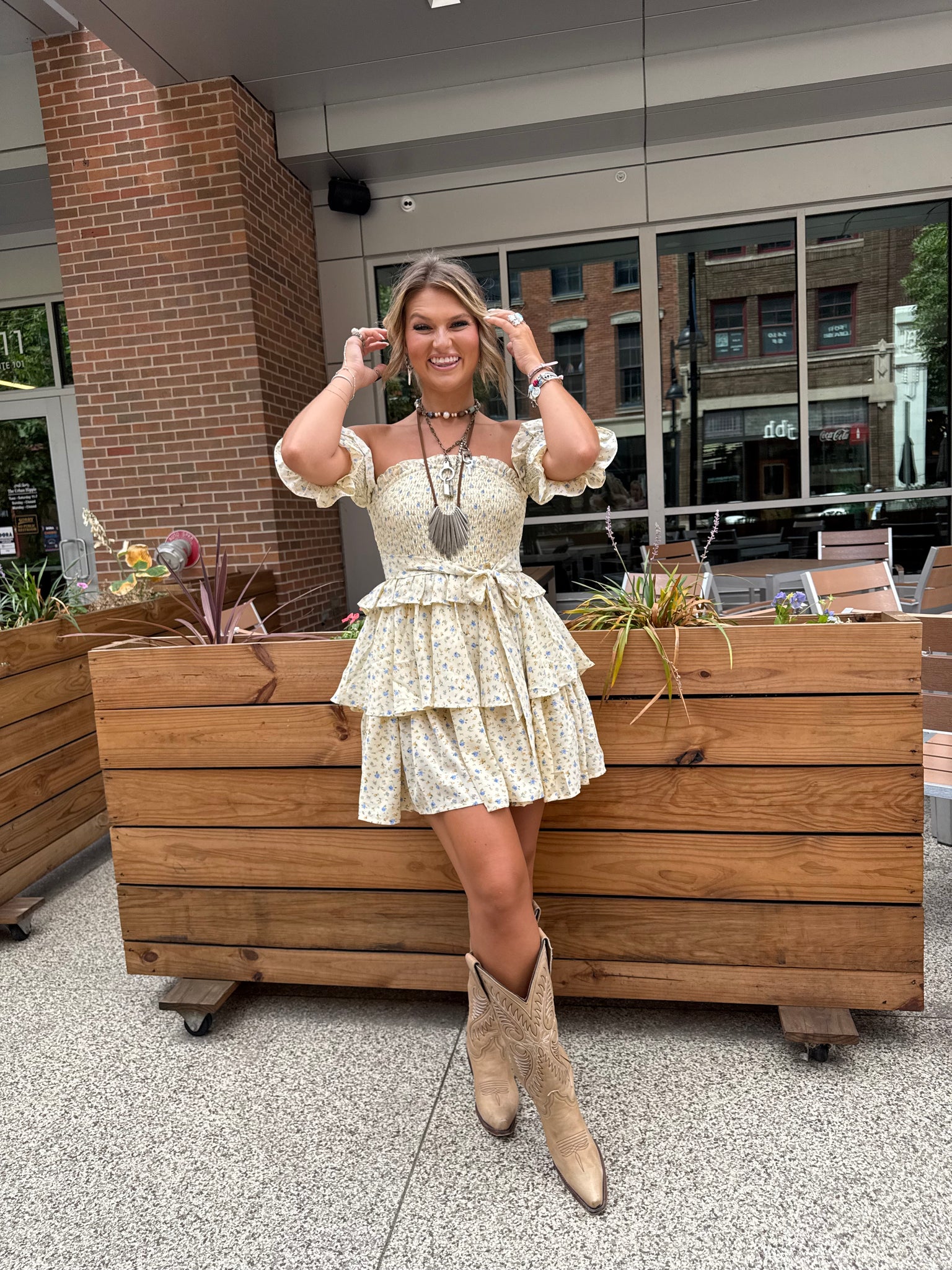 Lilah Pale Yellow Floral Dress