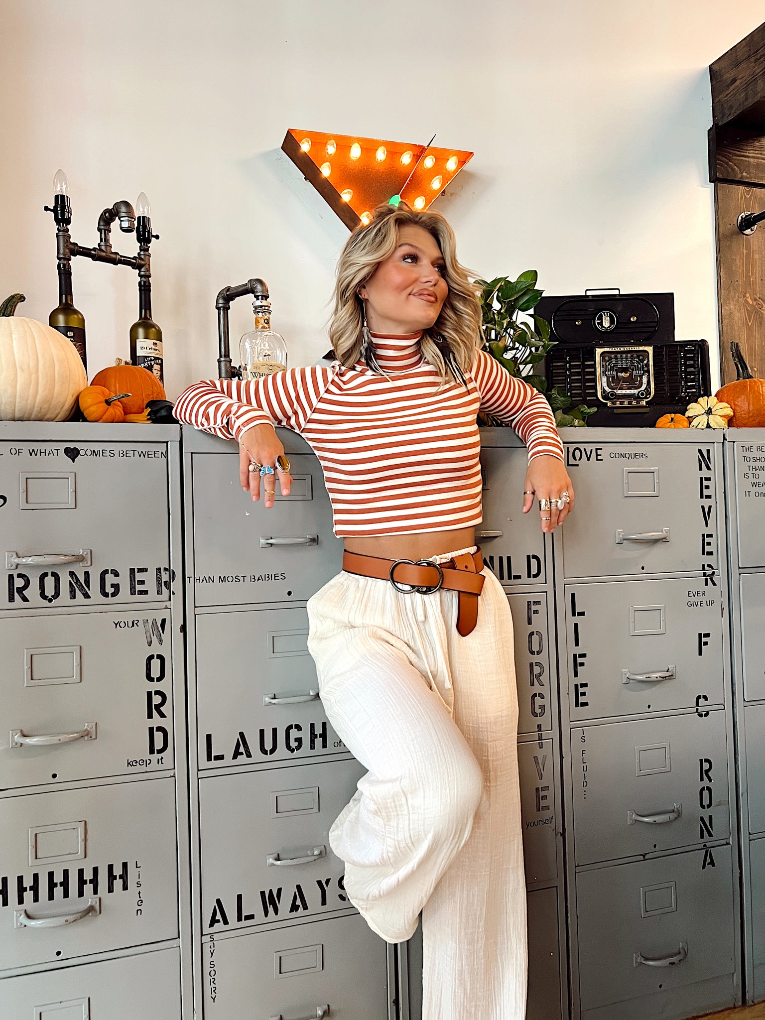 Classic Cozy Striped Turtleneck Top