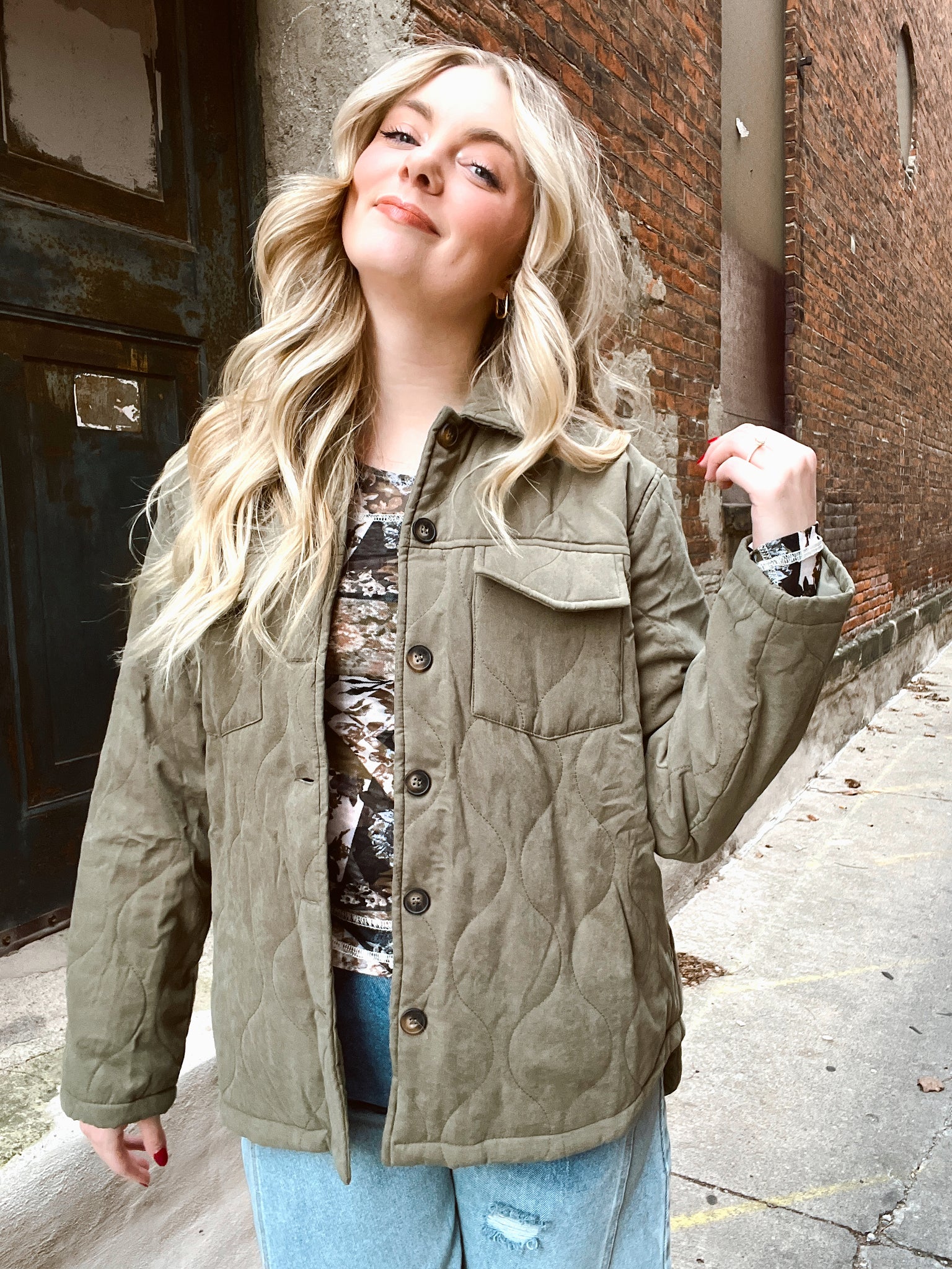 Holly Jolly Olive Quilted Jacket