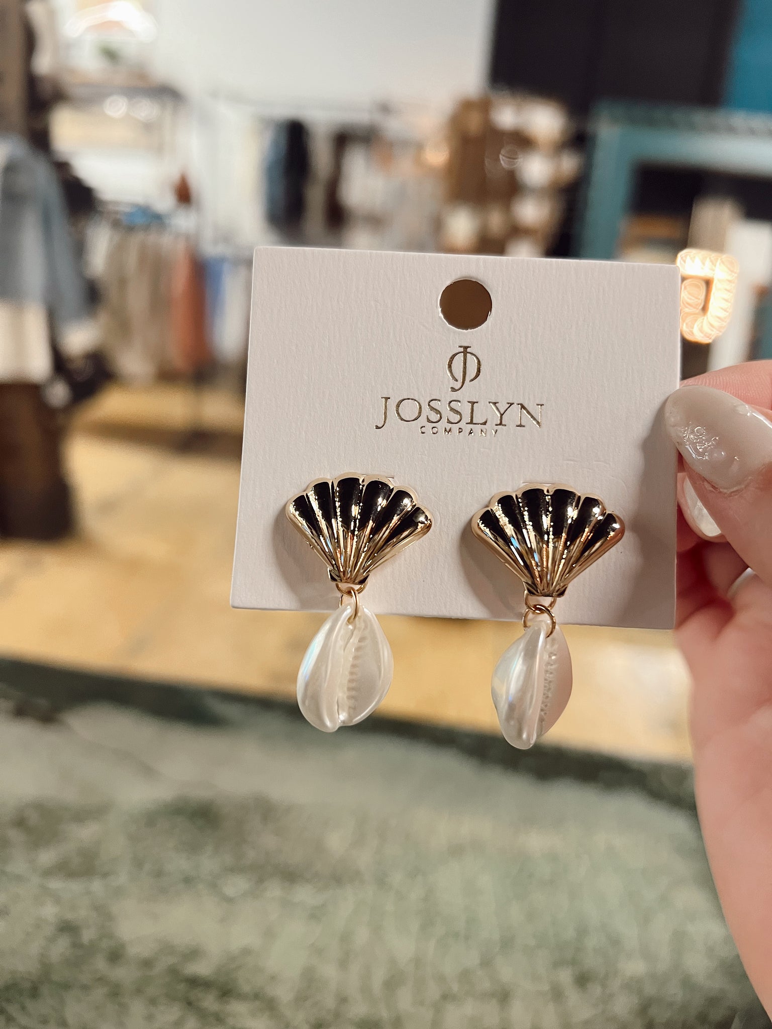 Pearl Seashell Gold Drop Earrings