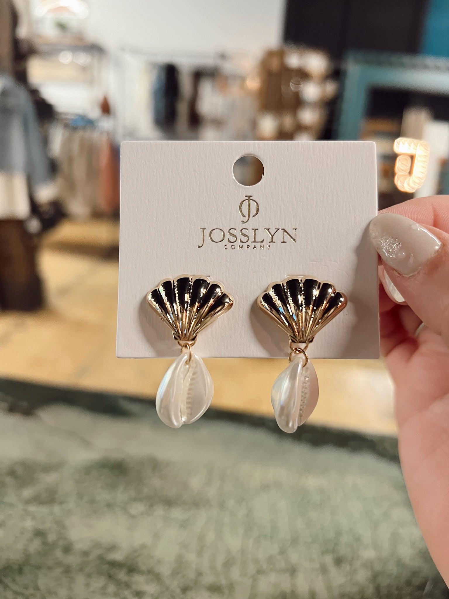 Pearl Seashell Gold Drop Earrings