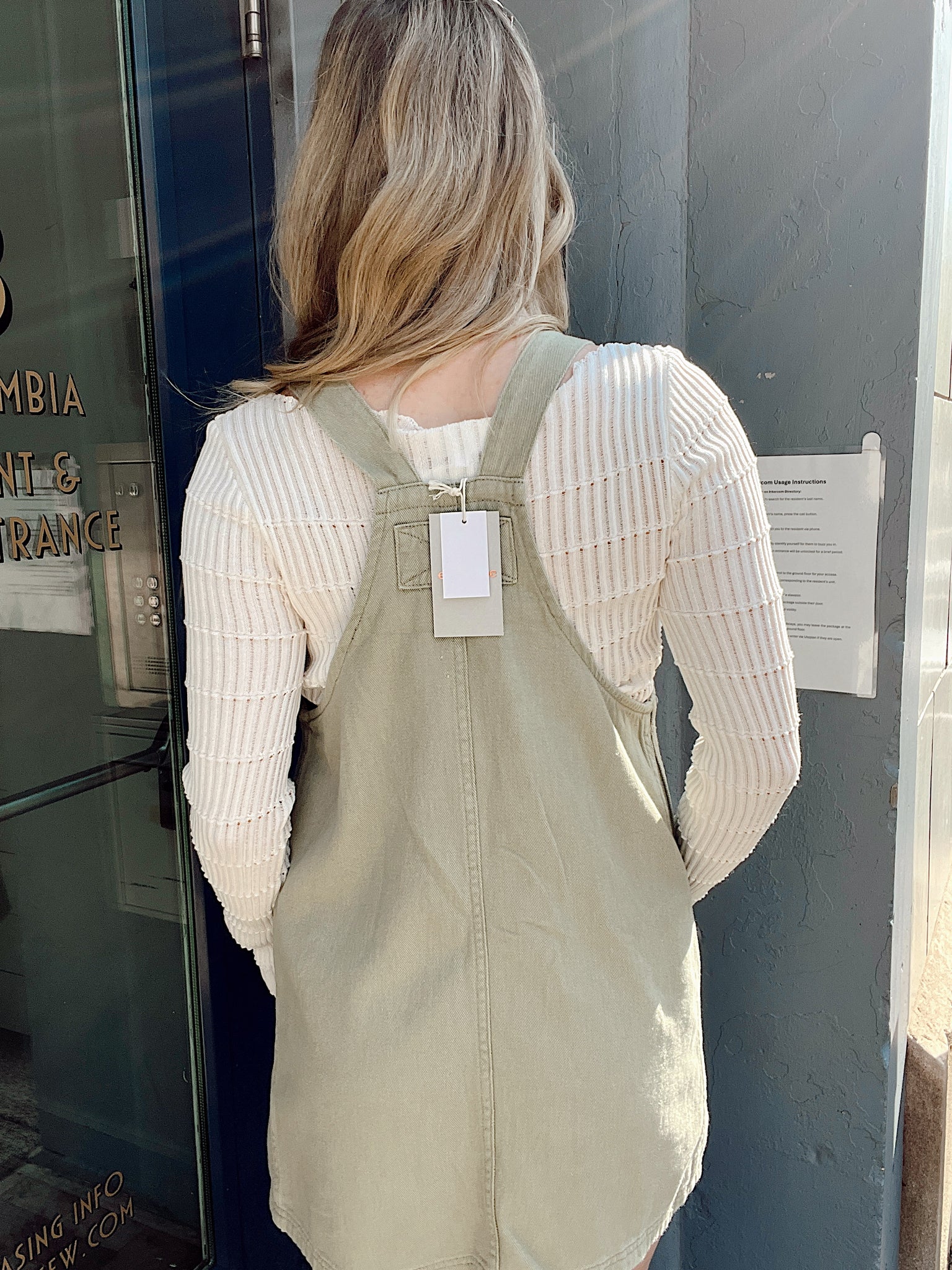 California Hills Olive Mini Overall Dress