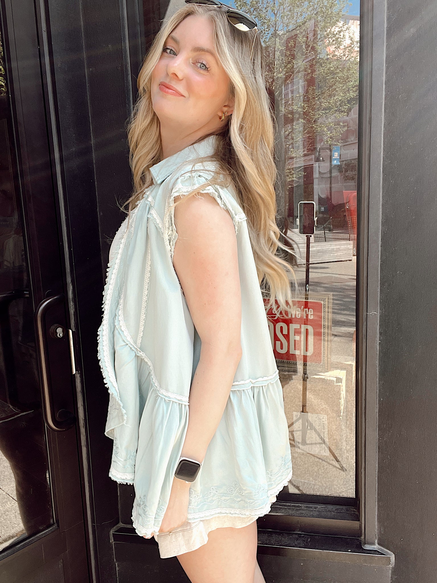 Playful Feelings Teal Sleeveless Cardigan