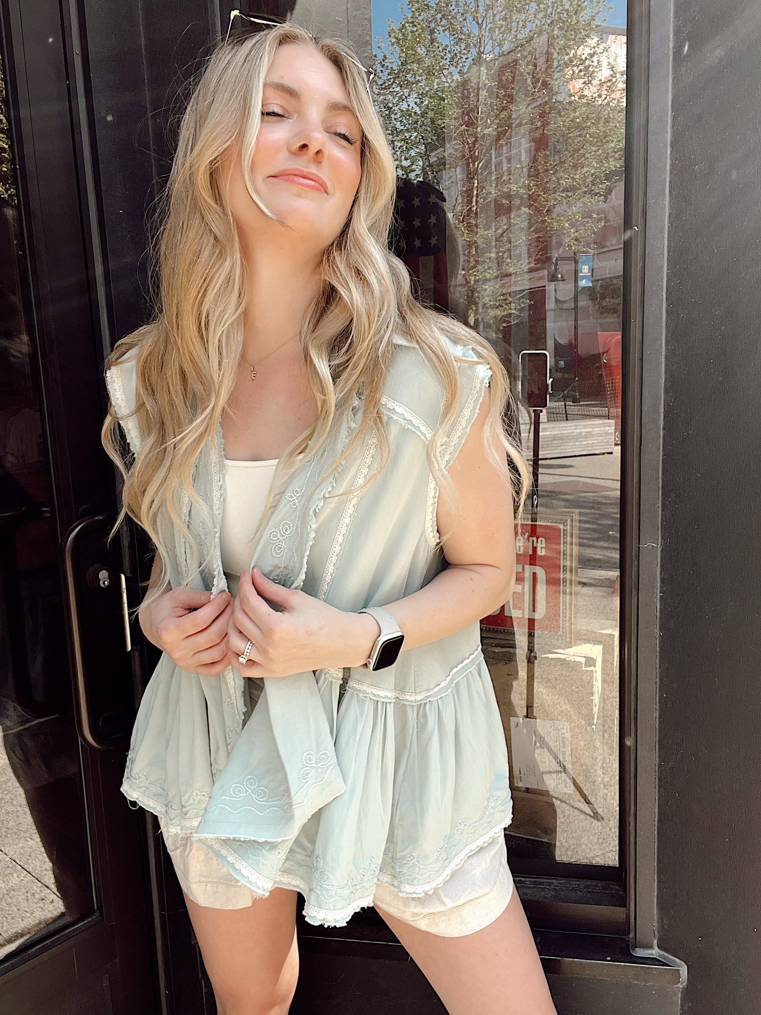 Playful Feelings Teal Sleeveless Cardigan