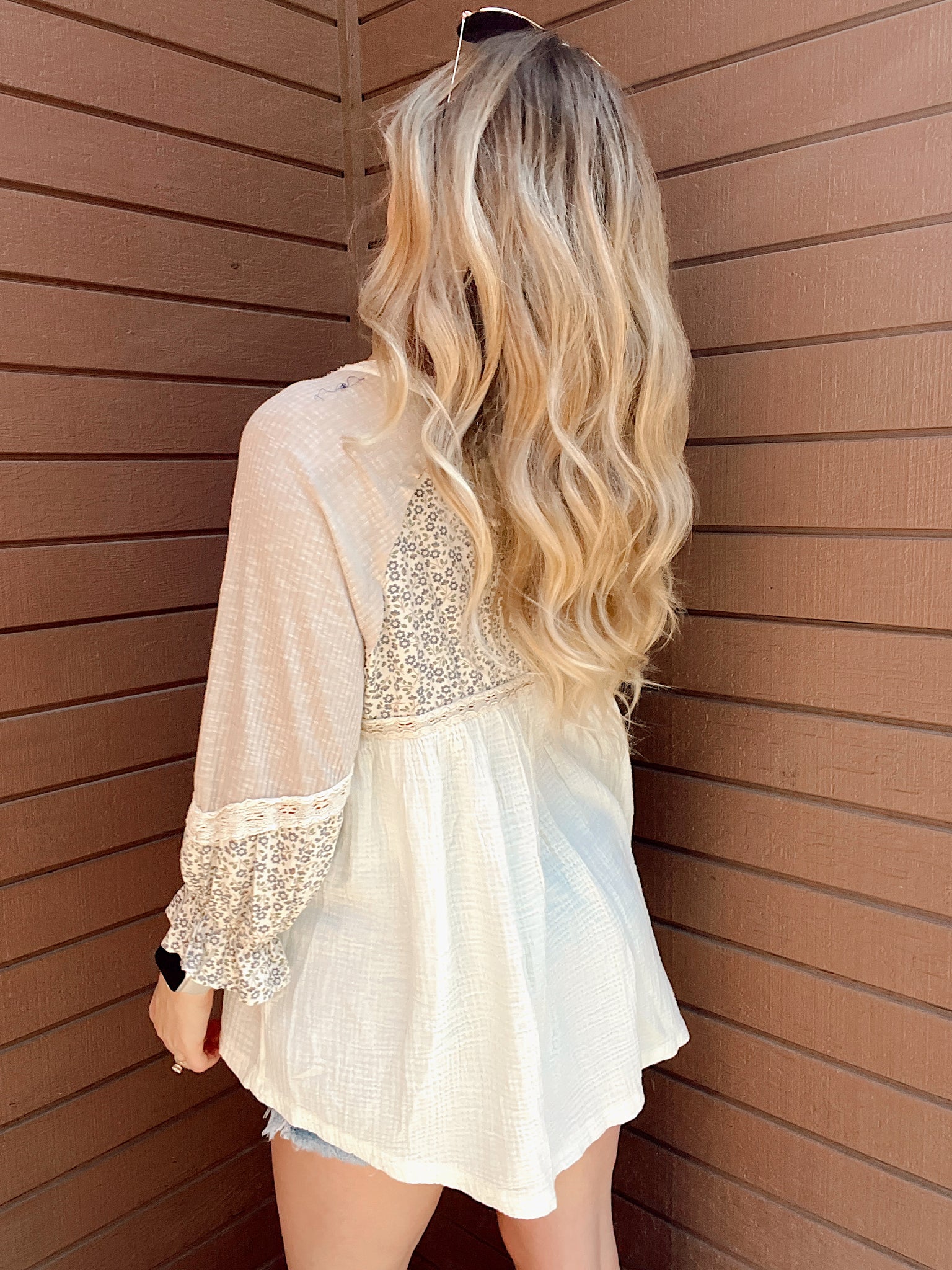 Always Around Natural Babydoll Top