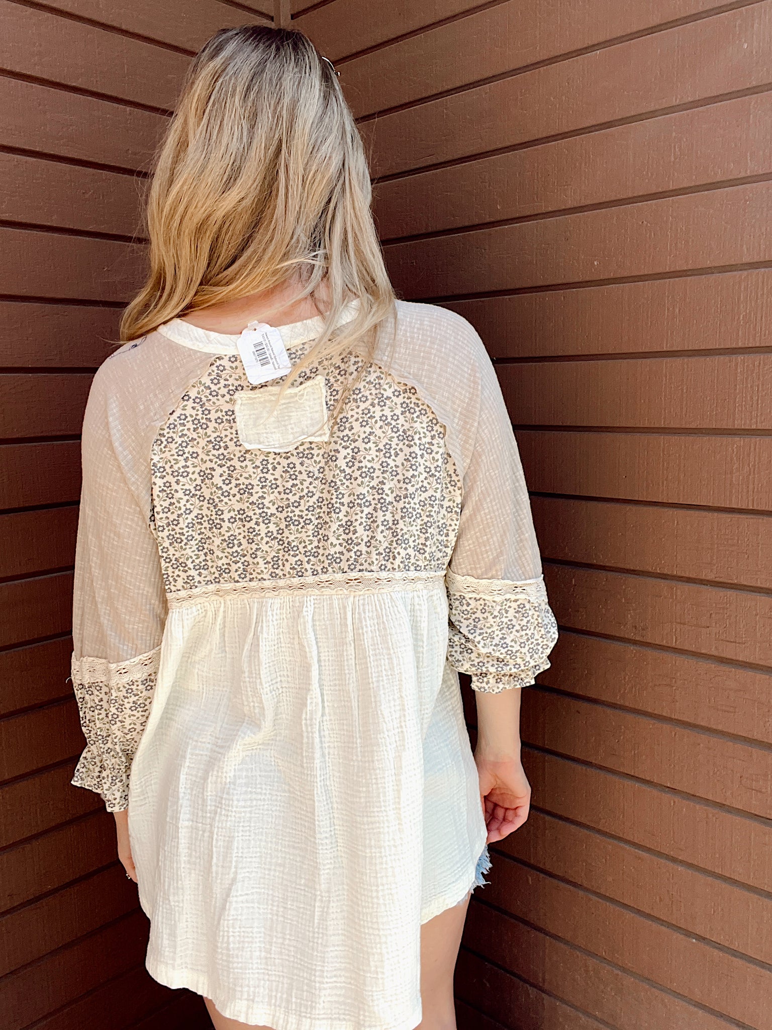 Always Around Natural Babydoll Top