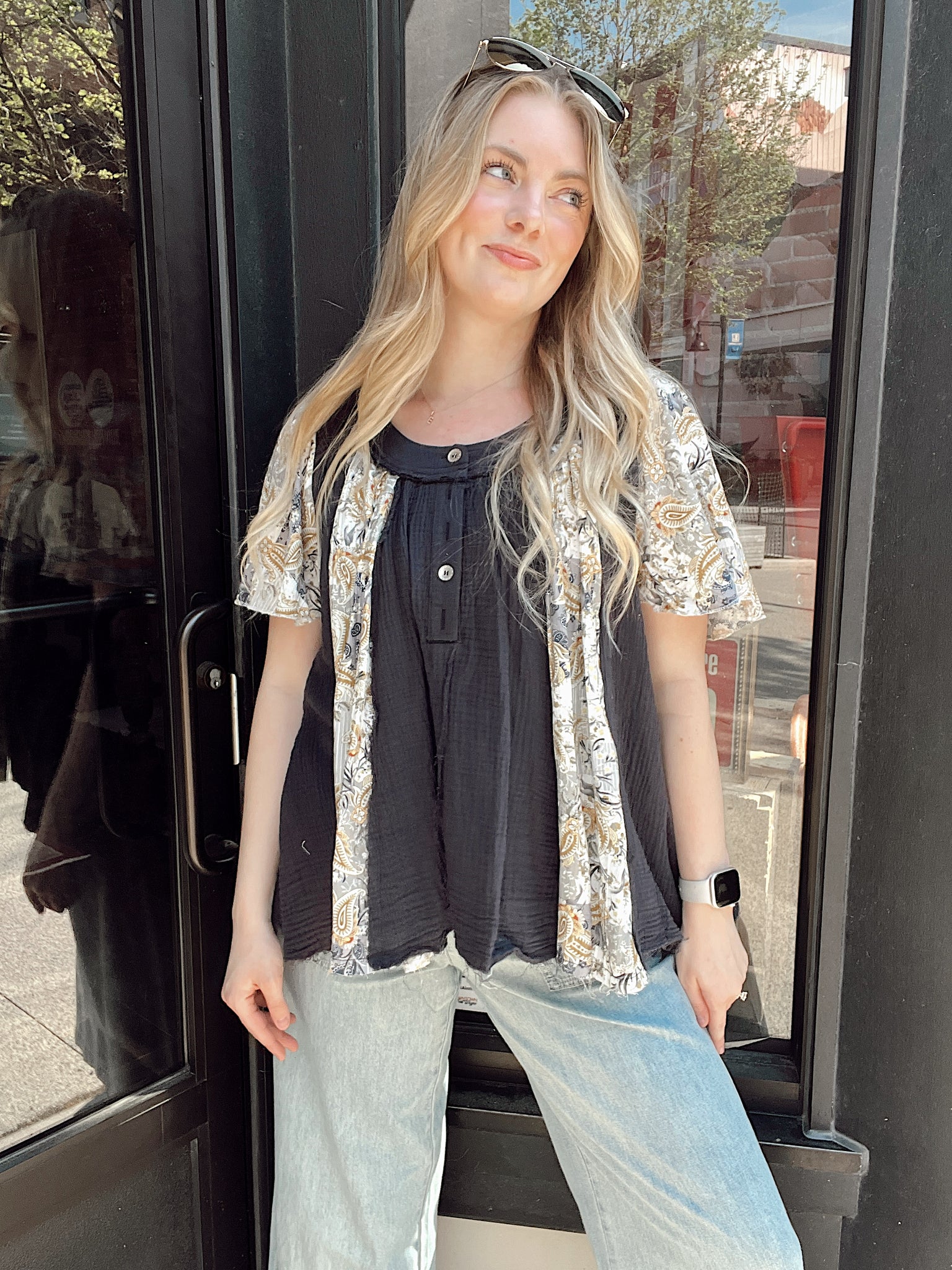 All The Vibes Charcoal Top