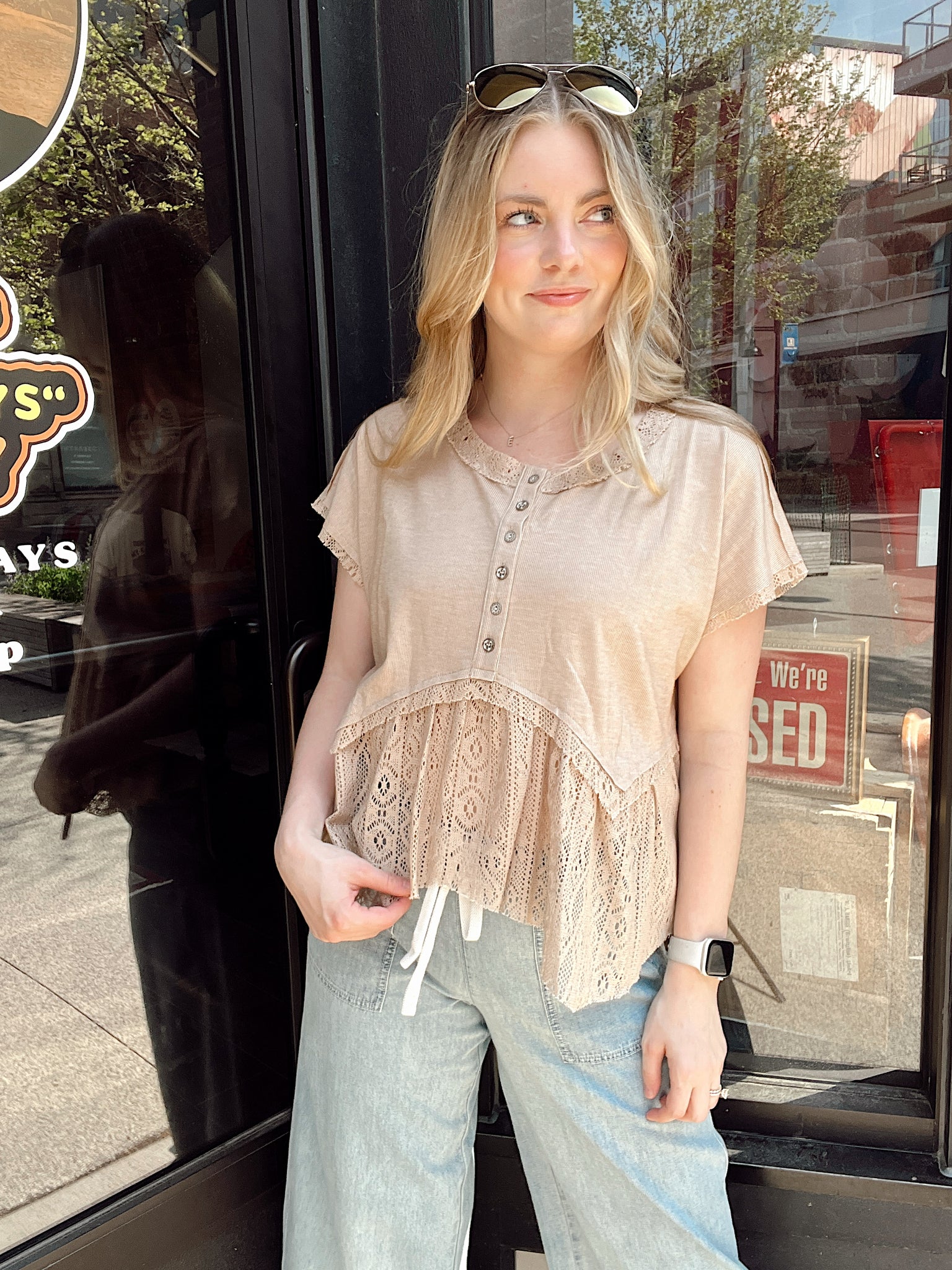 Lovely Thoughts Mocha Babydoll Top