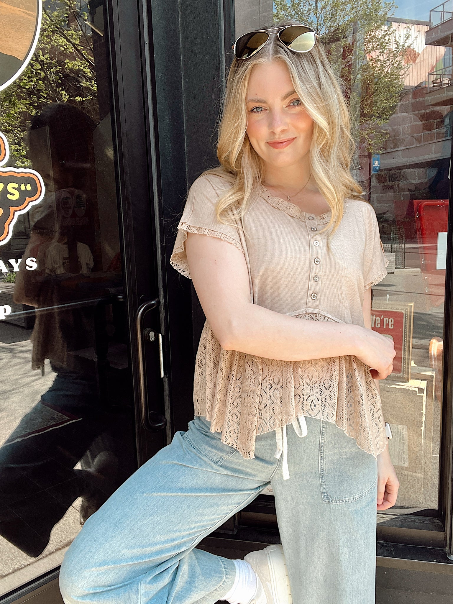 Lovely Thoughts Mocha Babydoll Top