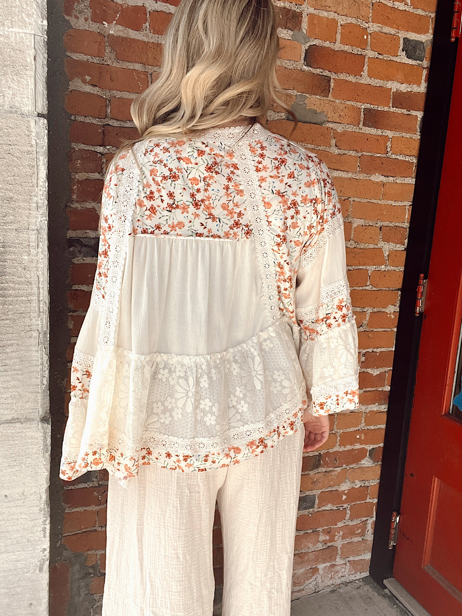 Miss Girl Cream Floral Cardigan