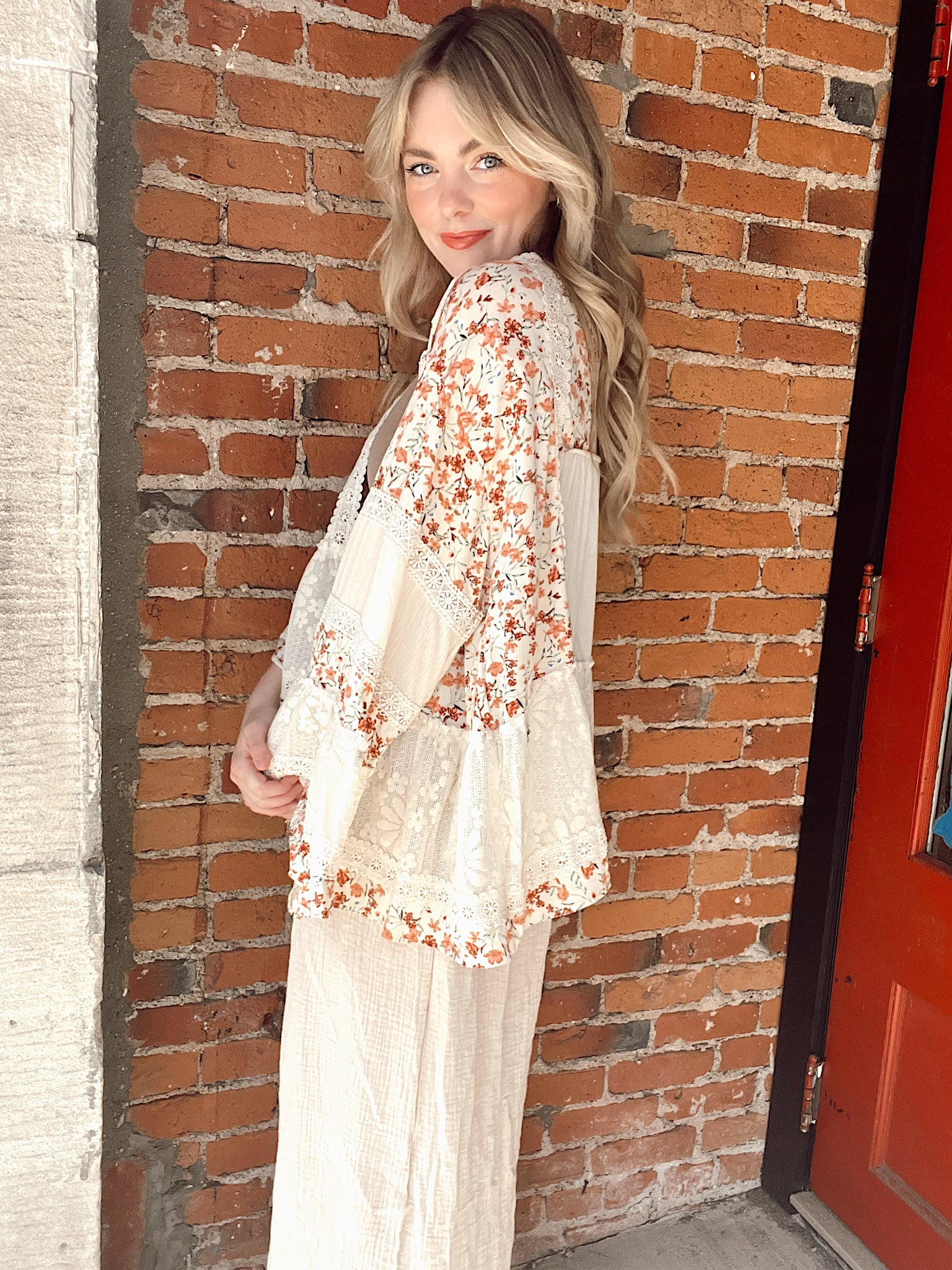 Miss Girl Cream Floral Cardigan