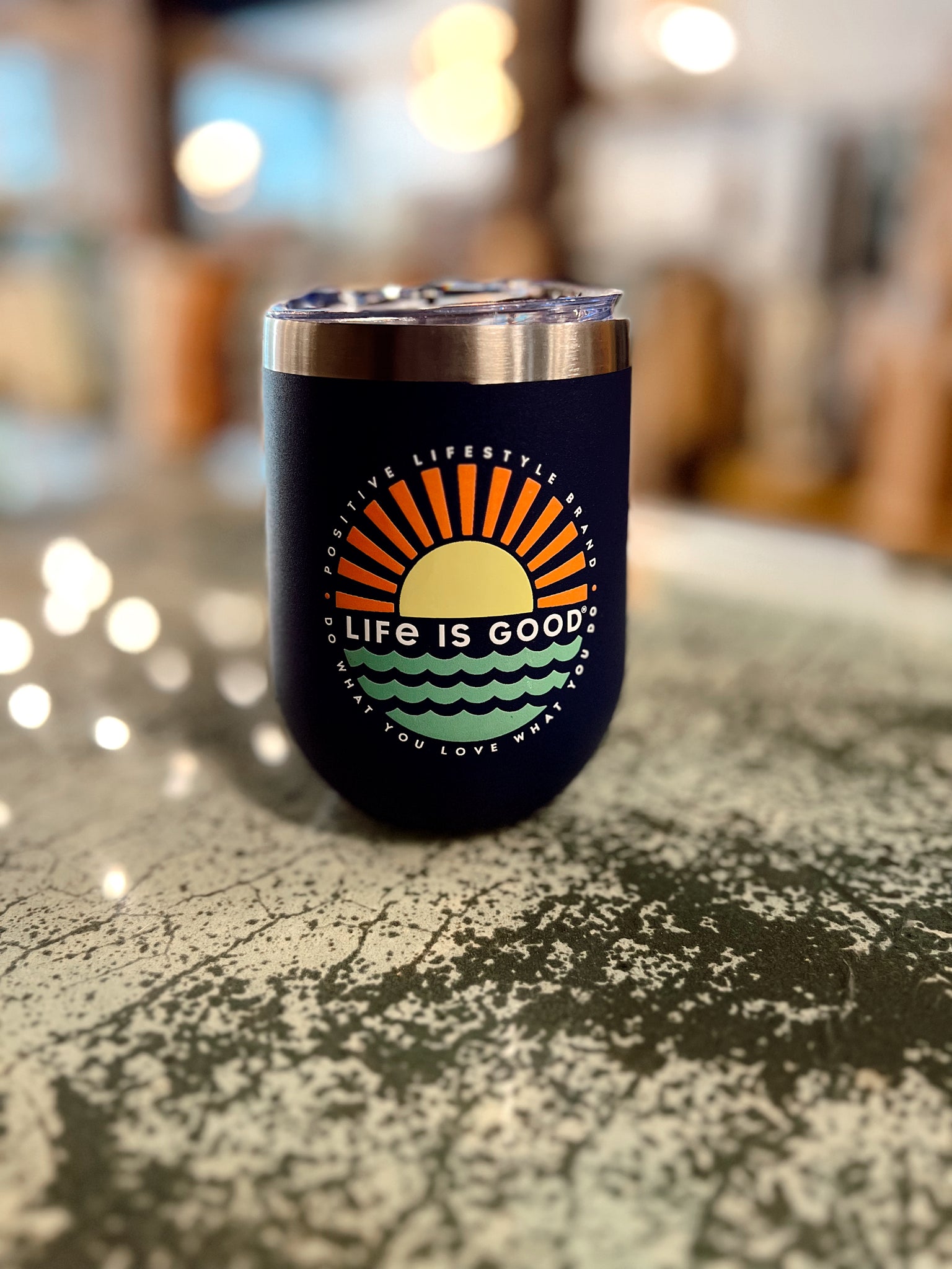 Life Is Good Navy Wine Tumbler