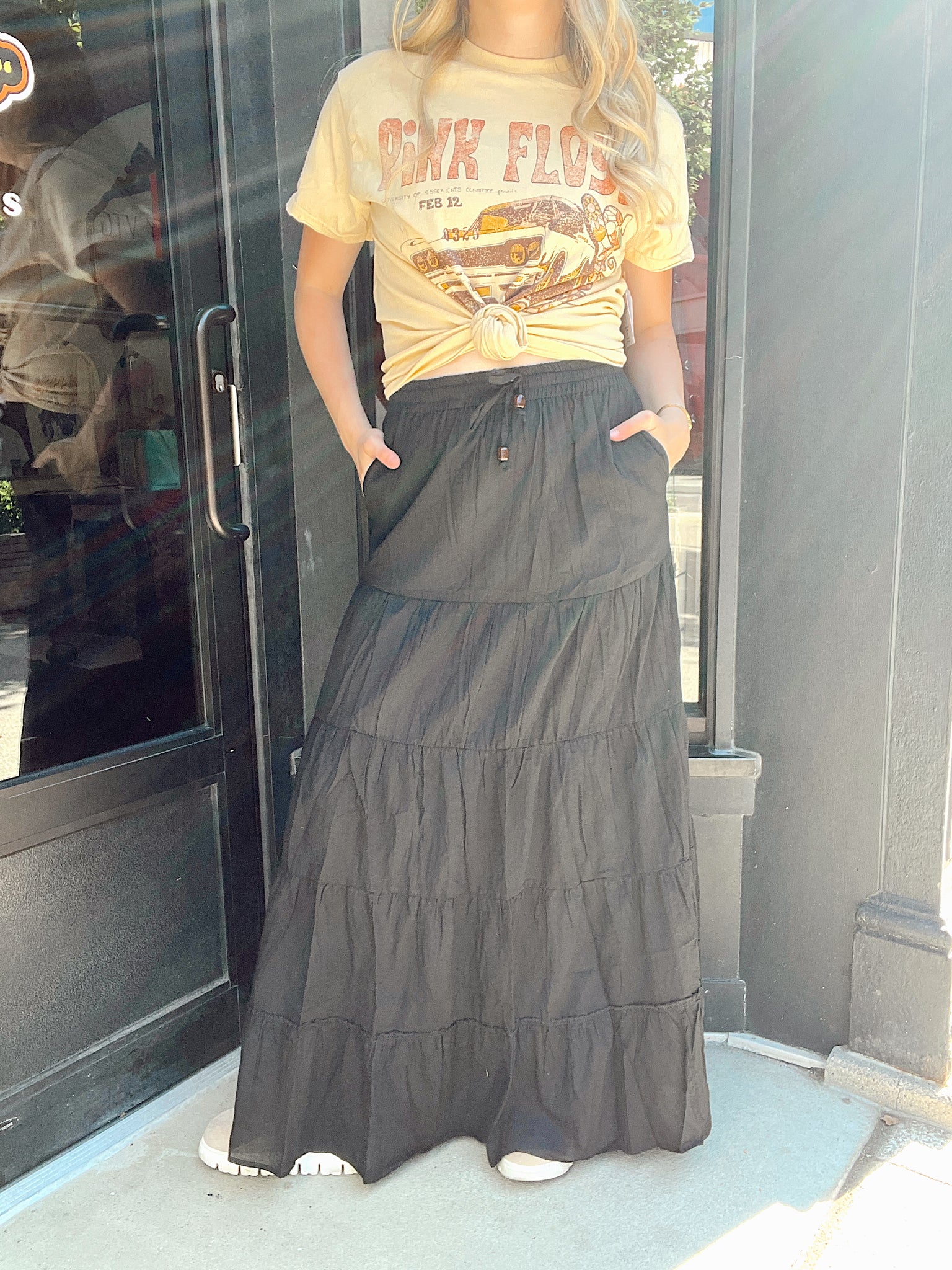 Shipwrecked Beaded Maxi Skirt Black