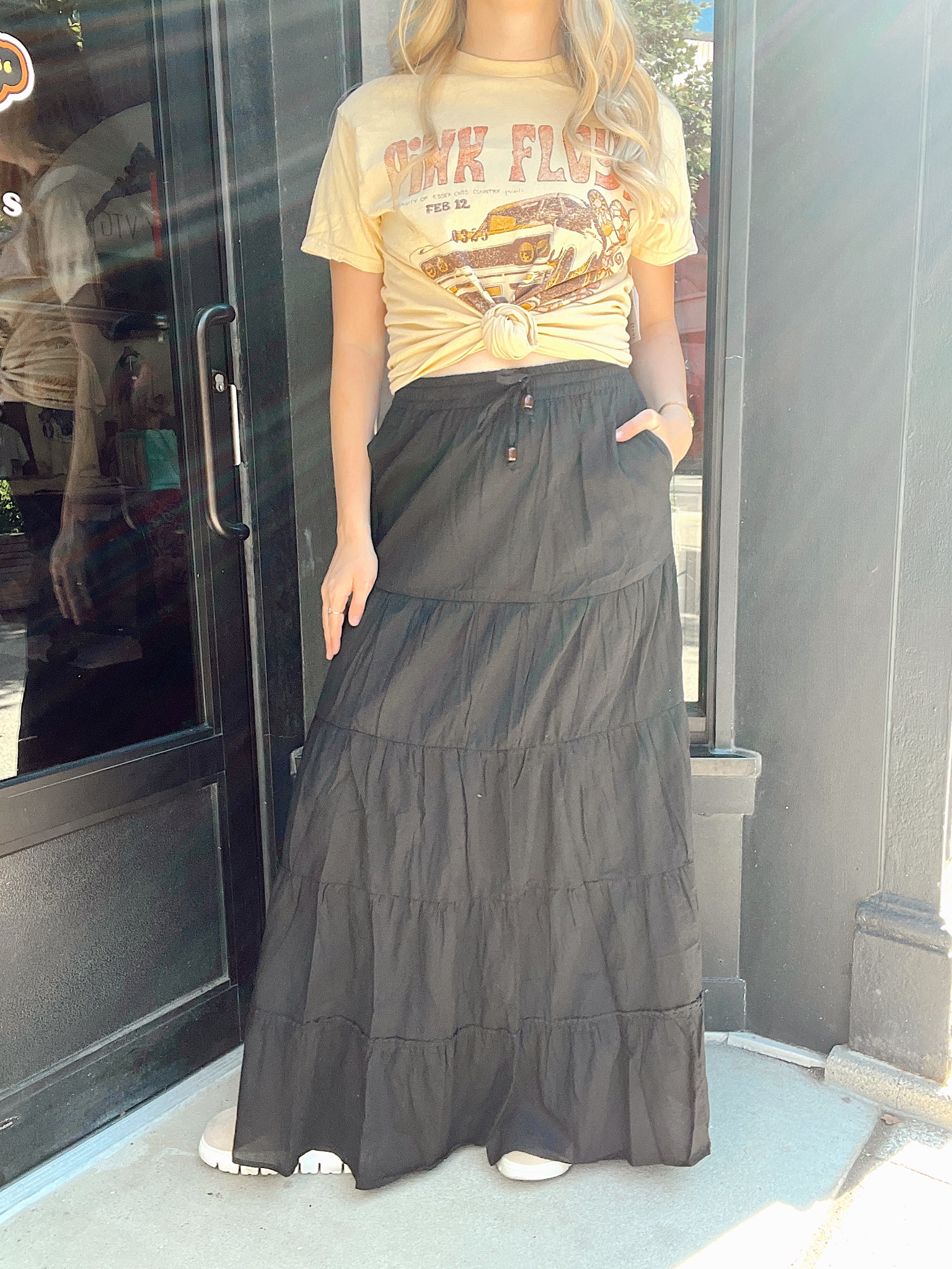 Shipwrecked Beaded Maxi Skirt Black