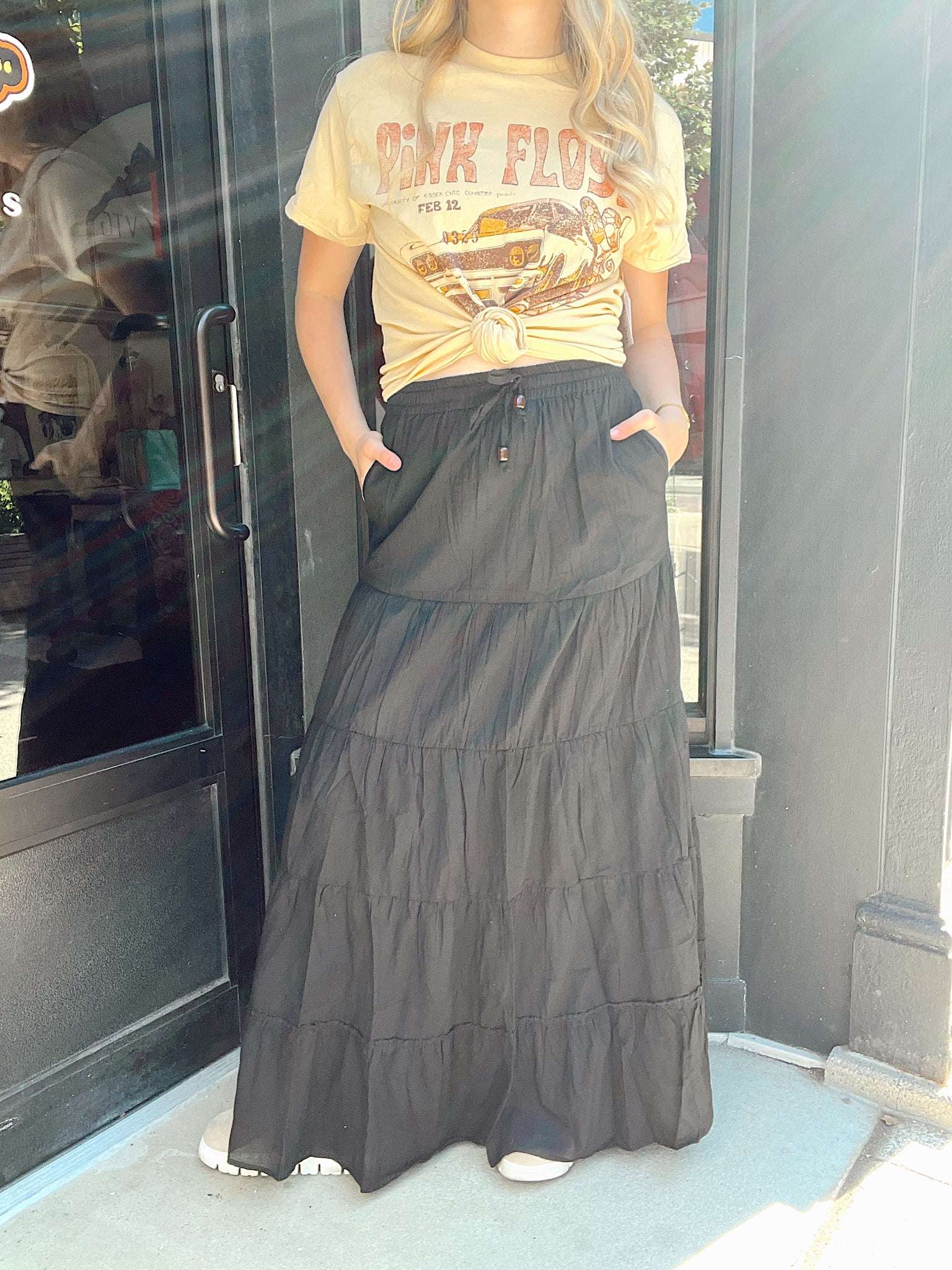 Shipwrecked Beaded Maxi Skirt Black