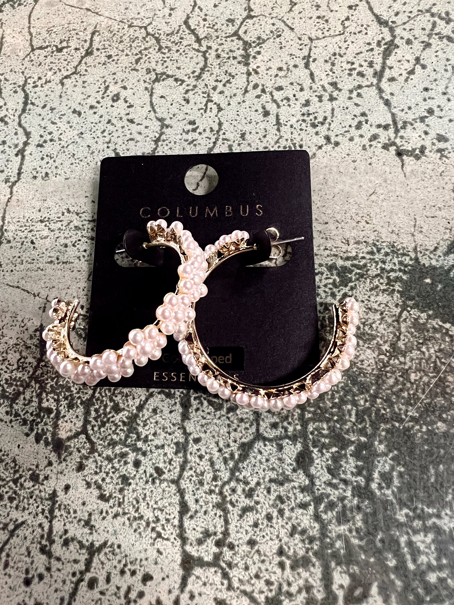 Gold Pearl Hoop Earrings
