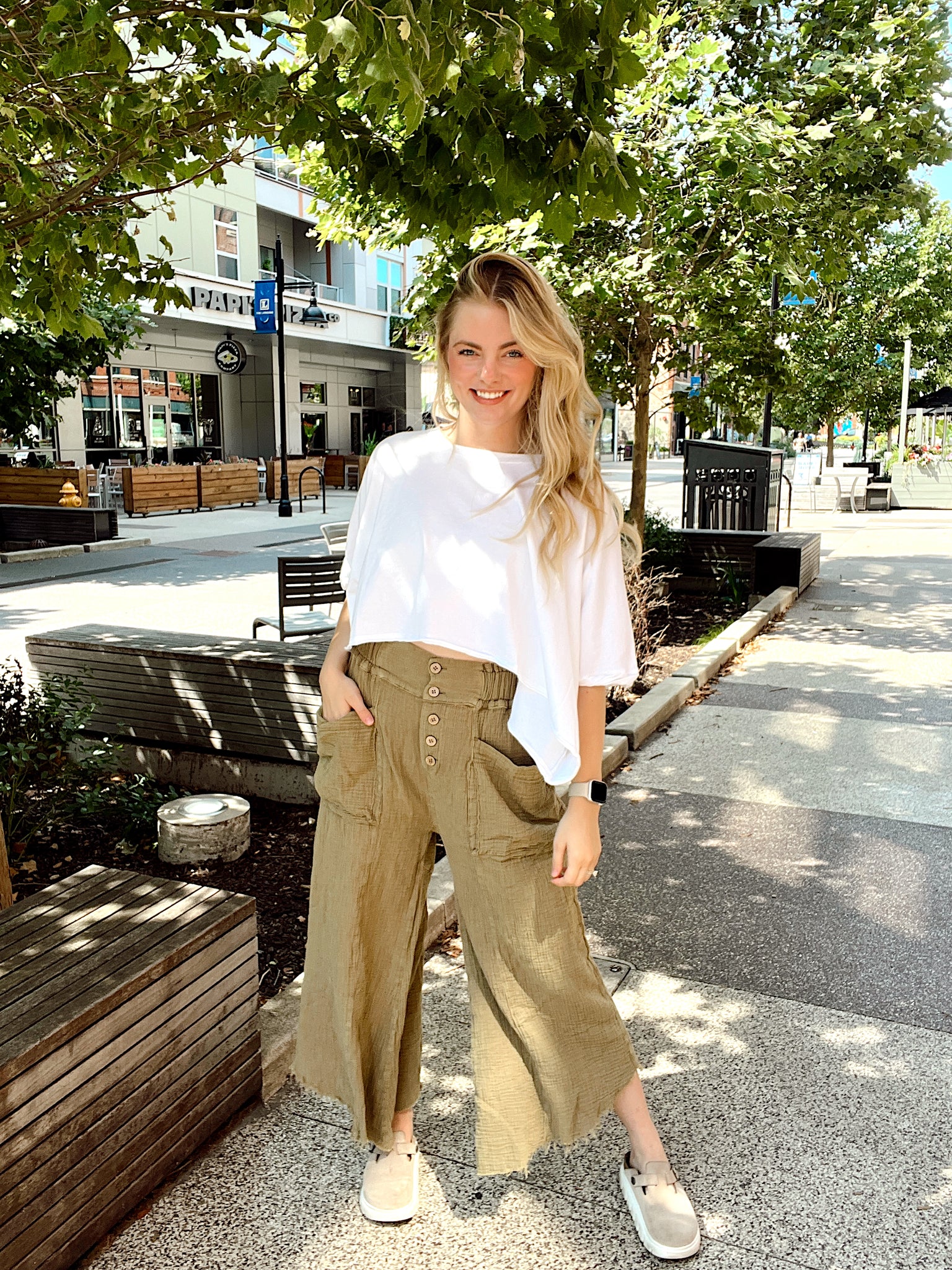 Delicate Timing Olive Wide Leg Pants