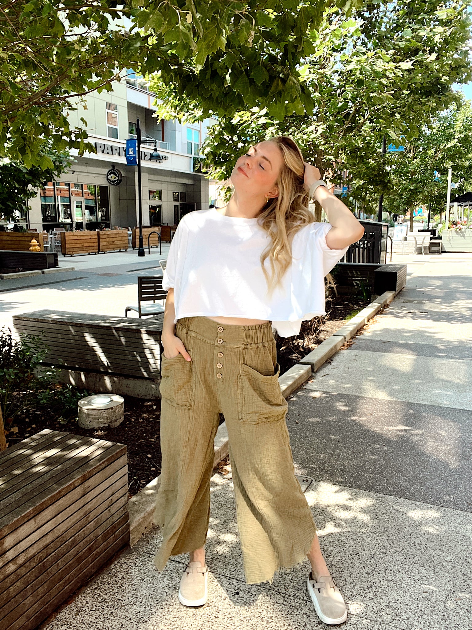 Delicate Timing Olive Wide Leg Pants