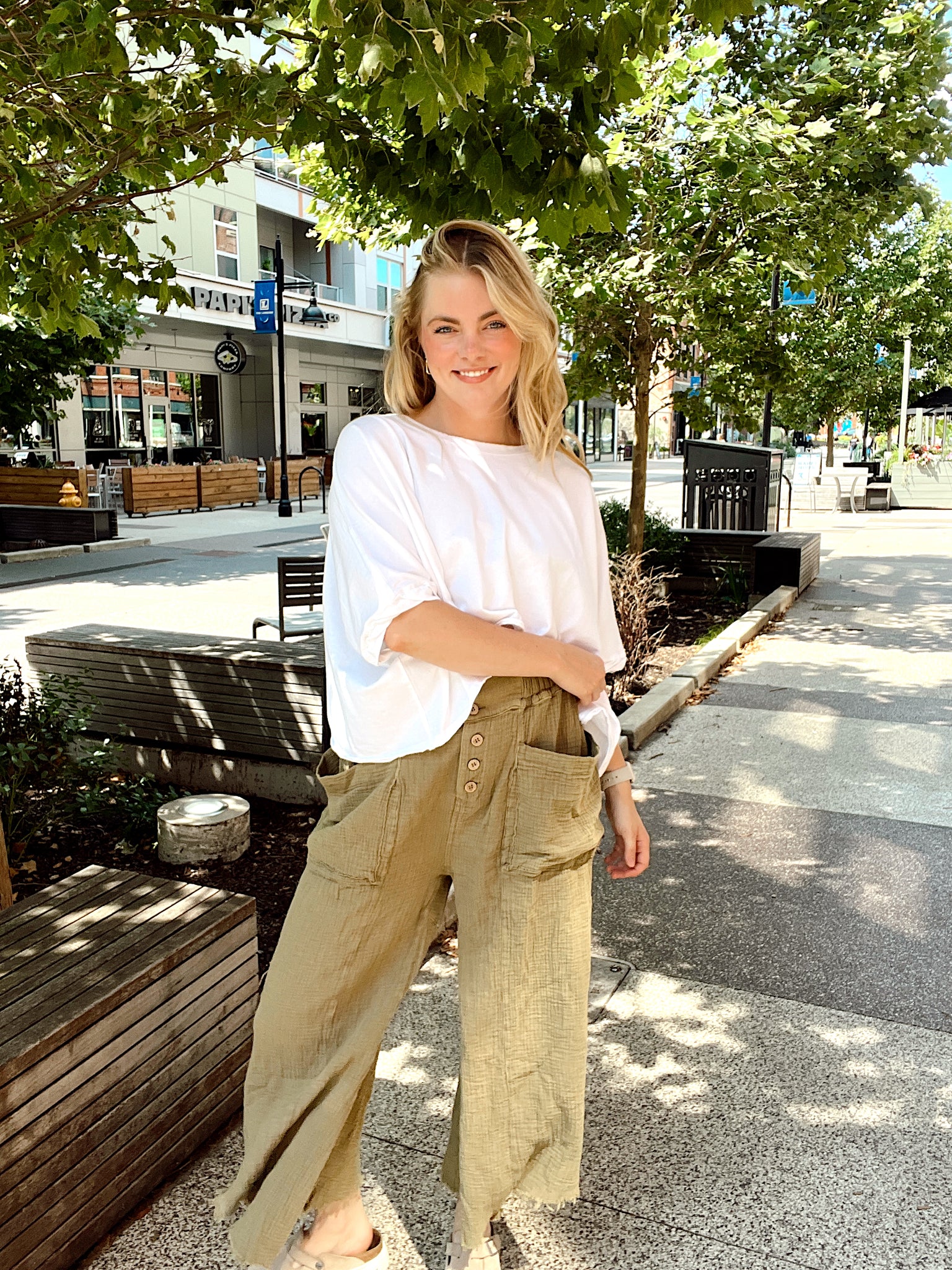 Delicate Timing Olive Wide Leg Pants