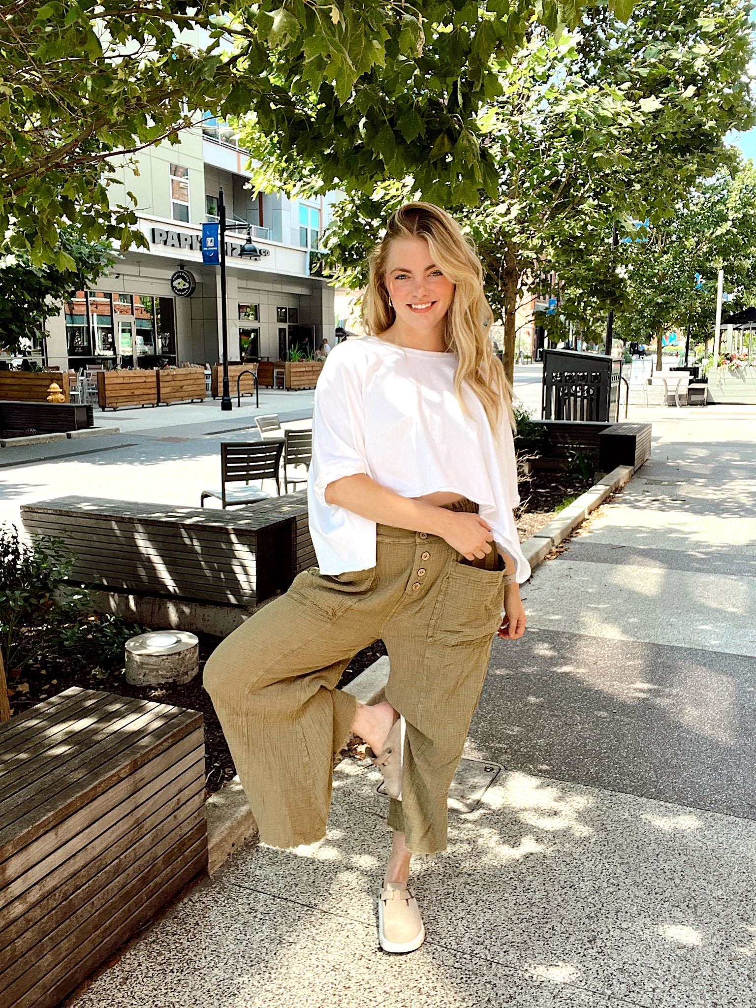 Delicate Timing Olive Wide Leg Pants