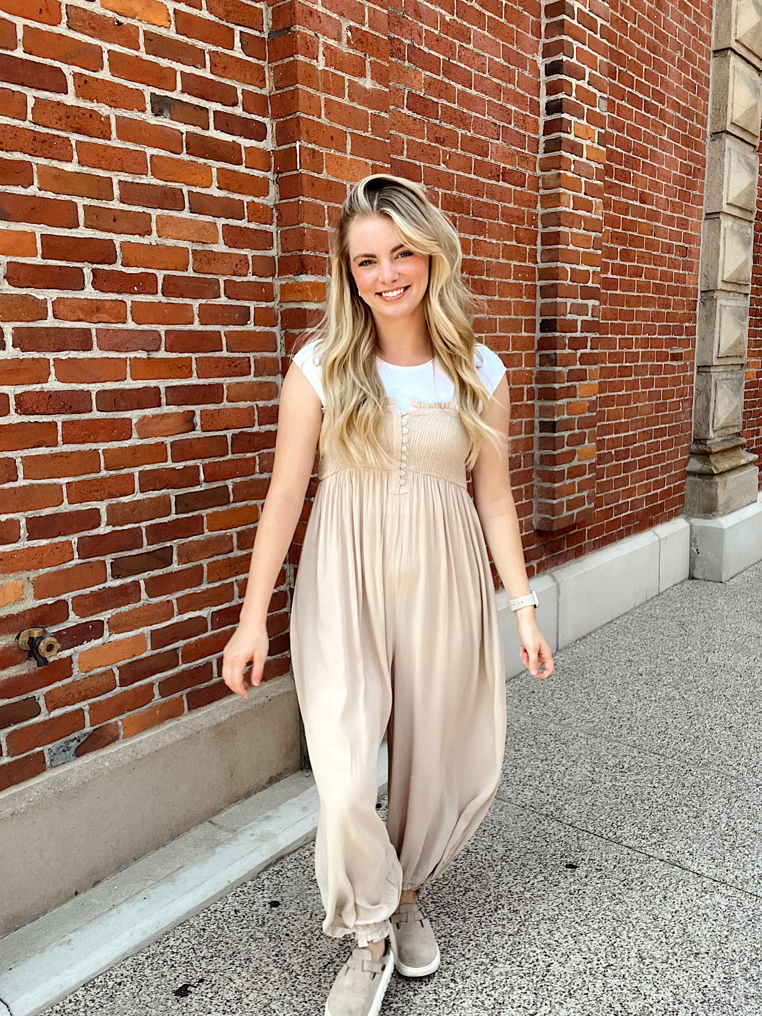 Weekend Plans Oatmeal Jumpsuit